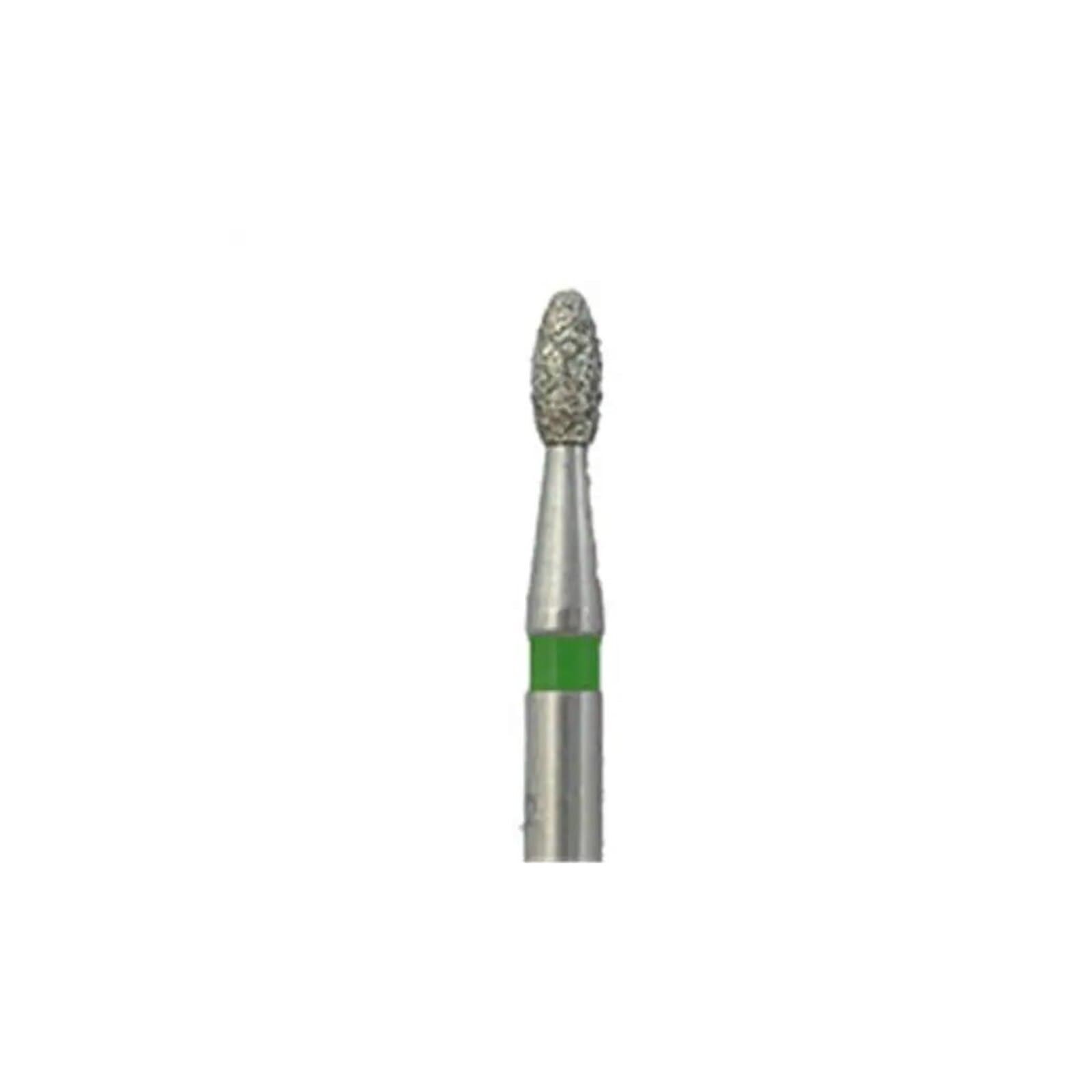Meisinger 833G-014-FG Coarse Diamond Bur, Egg/Football Shape, Friction Grip, 1.4 mm Head Diameter, 2.8 mm Working Length, Green Ring, 5/Pack thumbnail 3