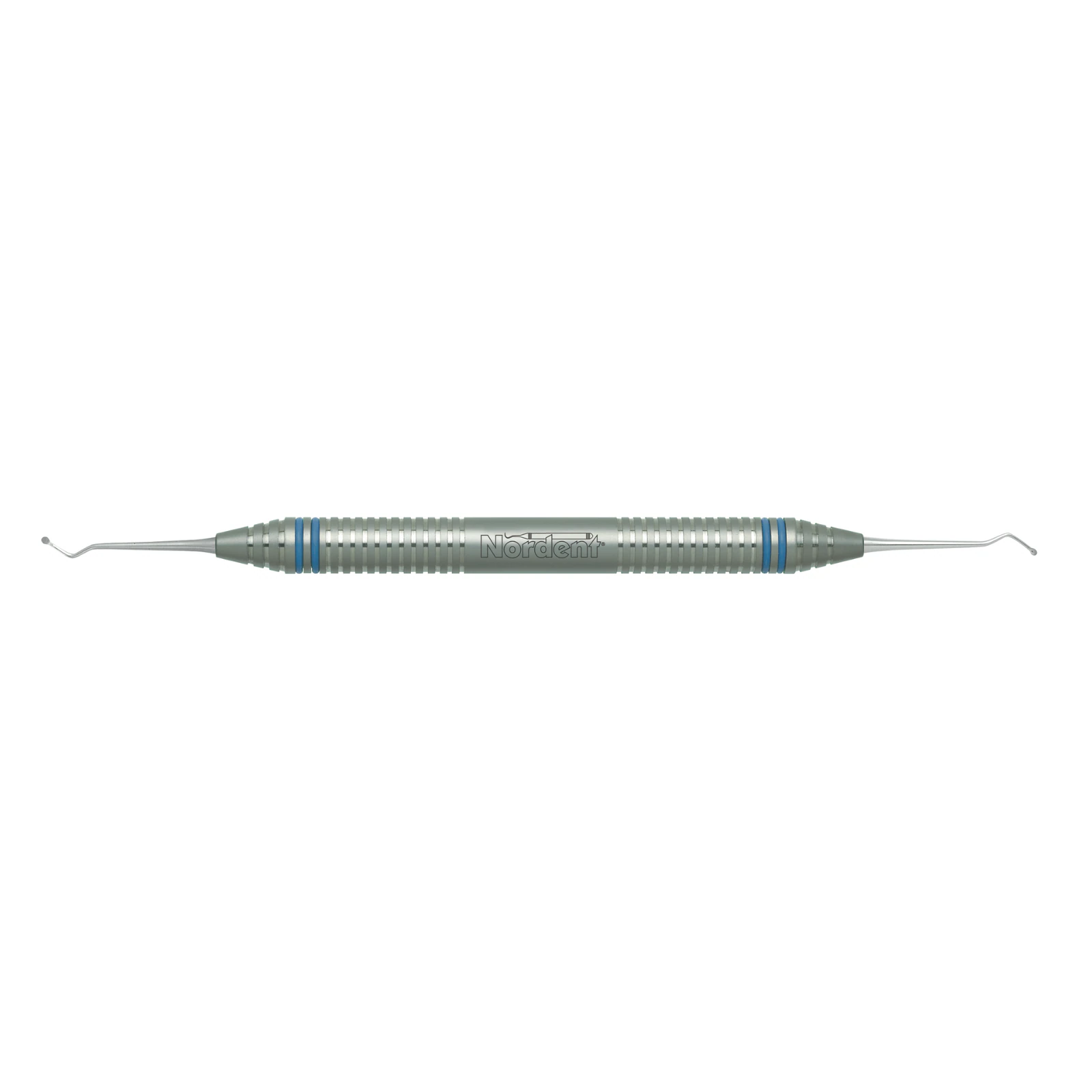 Nordent #153-154 English Pattern Spoon Excavator, Double End, 1.0 mm Head Diameter, 38° Shank Angle, Stainless Steel, DuraLite ColorRings Handle - Excavator DE English Pattern Spoon #153-154 DuraLite ColorRings Handle - Image 1