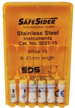 SafeSiders Endodontic Hand Reamers, #15, 21 mm, 0.02 Taper, White, Stainless Steel, 6/Pkg, 5021-15 thumbnail 8