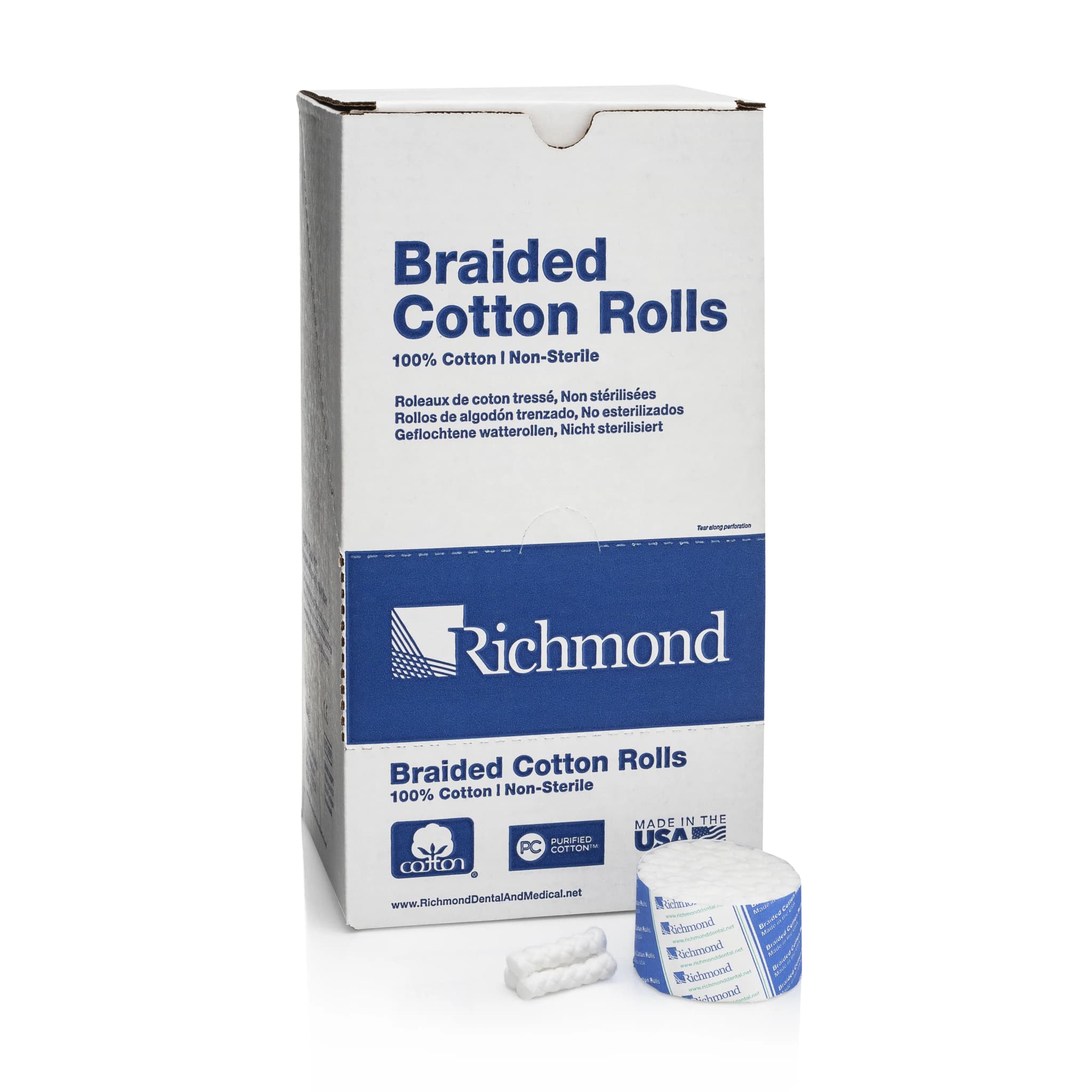 Richmond Braided Cotton Rolls, Non-Sterile, Small, 5/16" x 1 1/2", 2000/Box, 201210 thumbnail 13