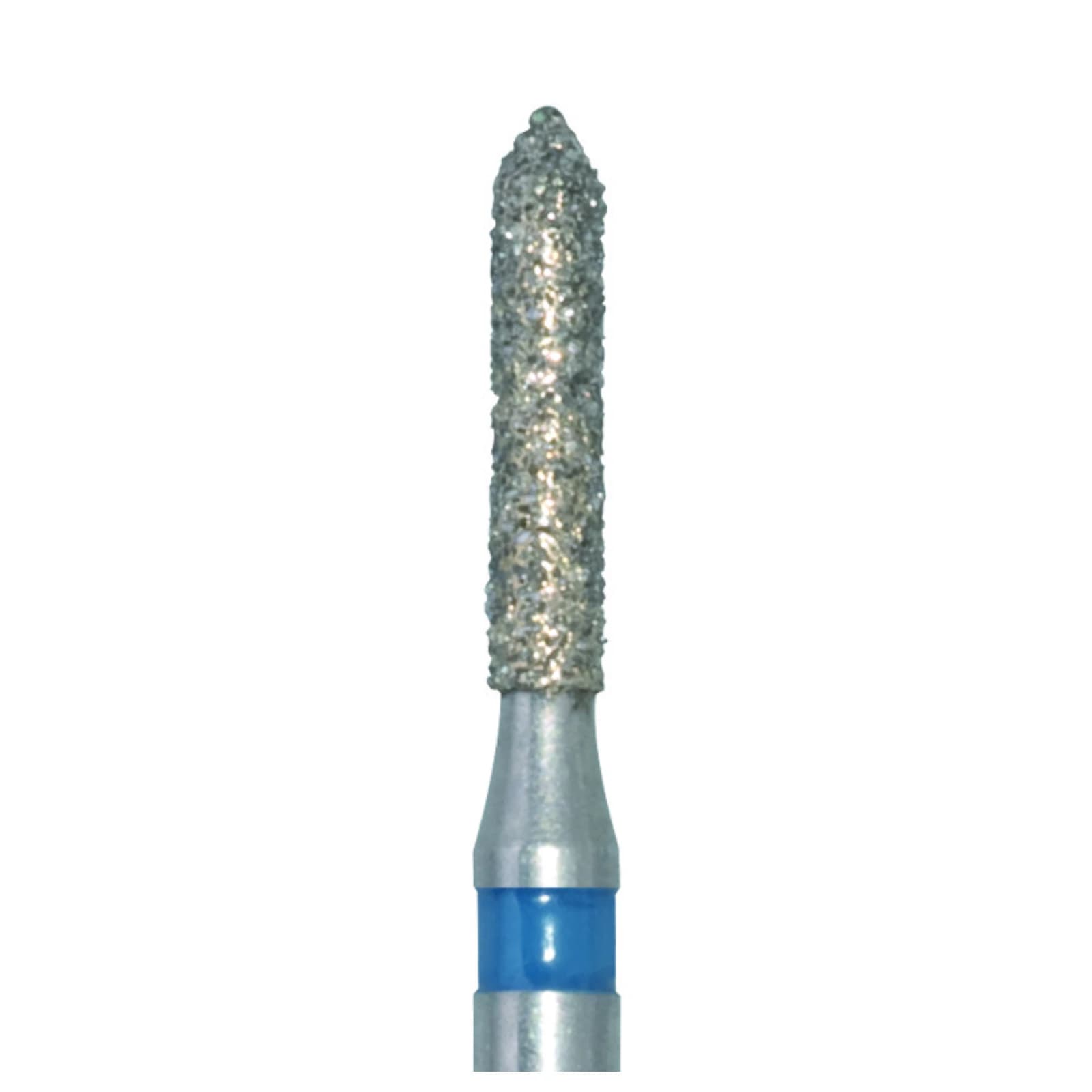 Meisinger 884-012-FG Diamond Bur, Medium Grit, Blue Ring, Pointed Cylinder with Bevel End, Friction Grip, 1.2 mm Head Diameter, 6.0 mm Head Length, 5/Pkg thumbnail 3