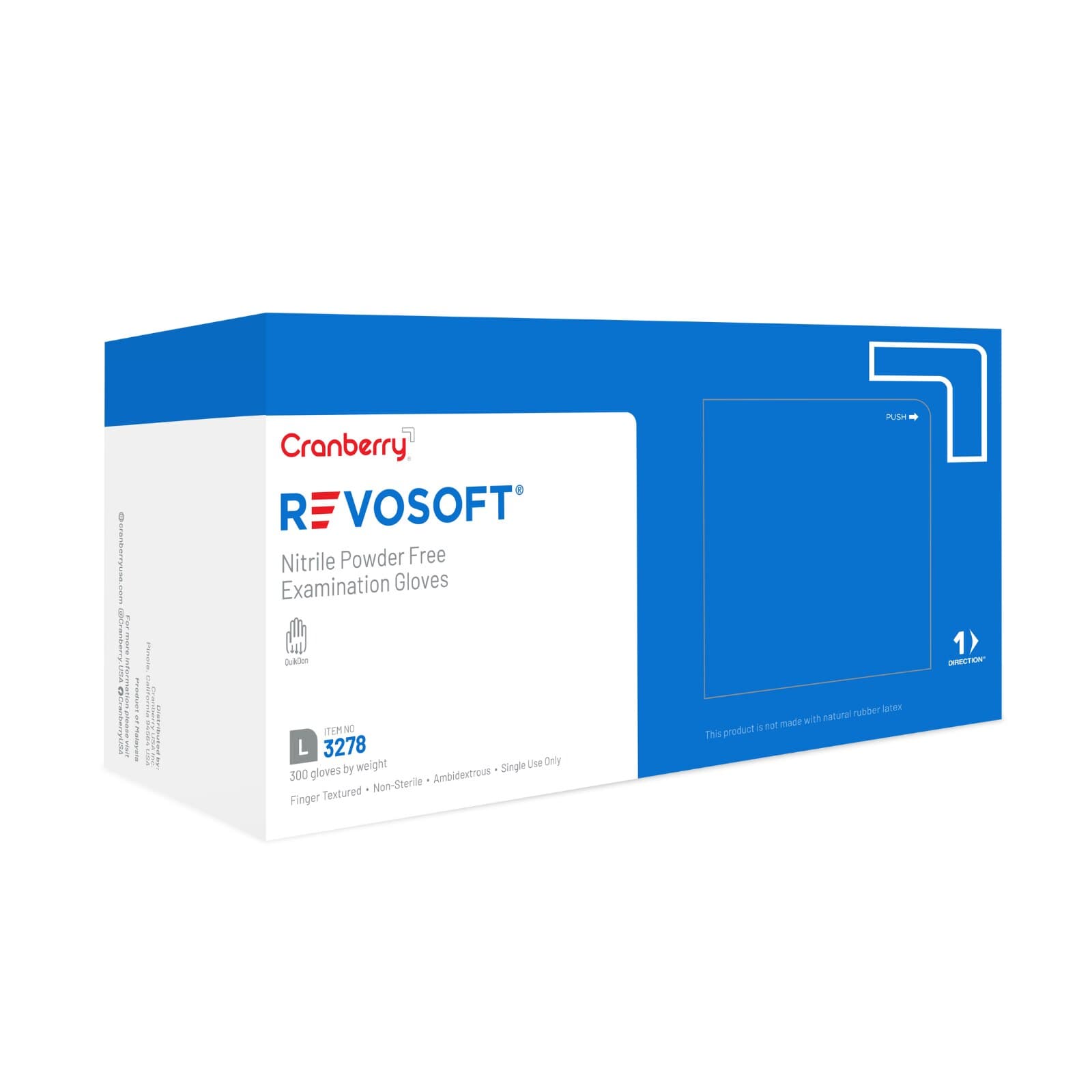 Cranberry RevoSoft Nitrile Exam Gloves, Powder Free, Latex Free, Non-Sterile, Large, Blue, Fingertip Textured, 300/Box, CR3278 thumbnail 11
