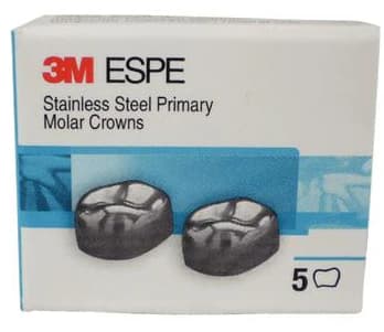 3M™ ESPE™ Ion Ni-Chro Stainless Steel Primary Molar Crowns, First Primary Molar, Lower Left, Size 4 (DLL4), 5/Box thumbnail 8