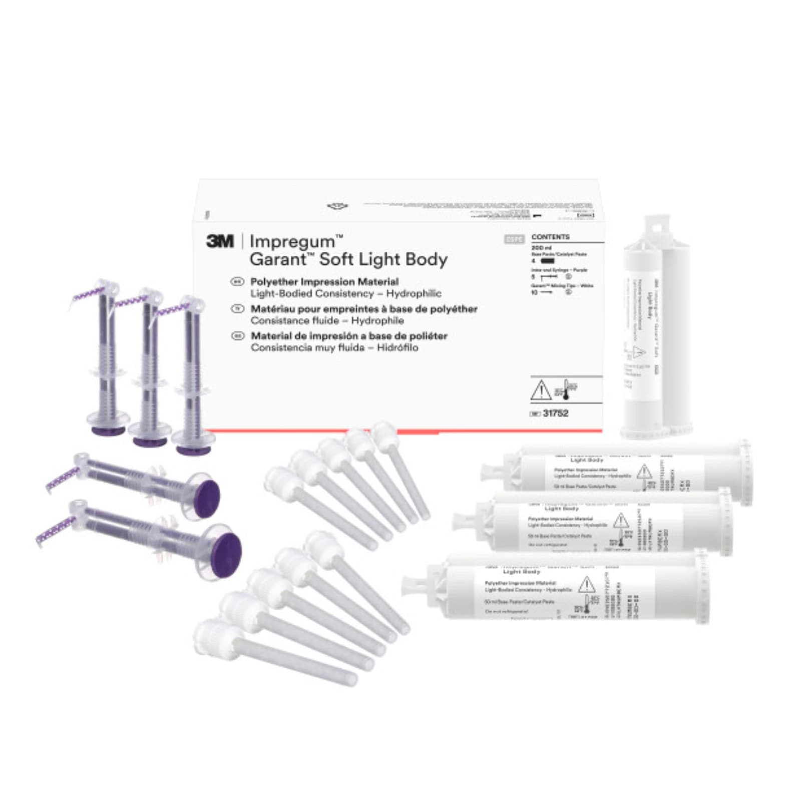 3M™ Impregum™ Garant™ Soft Light Body Polyether Impression Material Refill, 4 x 50 mL Cartridges, 20 Mixing Tips, 5 Intraoral Syringes, 31752 thumbnail 3
