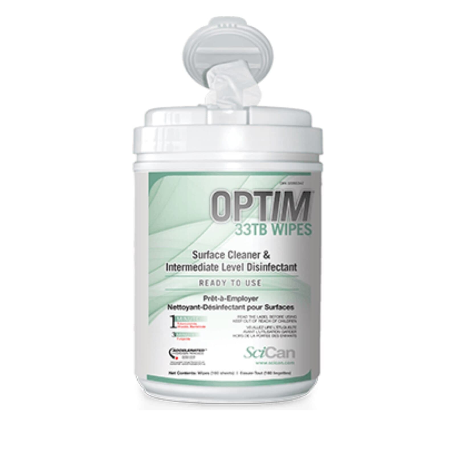 SciCan Optim 33TB Disinfectant Cleaner Wipes, 6" x 7", 160/Canister, OPT33-W12 thumbnail 7