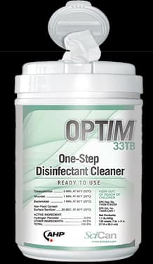 Optim 33 TB Disinfectant Wipes, 6" x 7", 160 Wipes per Canister, 12 Canisters per Case - Optim 33 TB Wipes 6x7 160/Cn x 12/Cs - Image 1