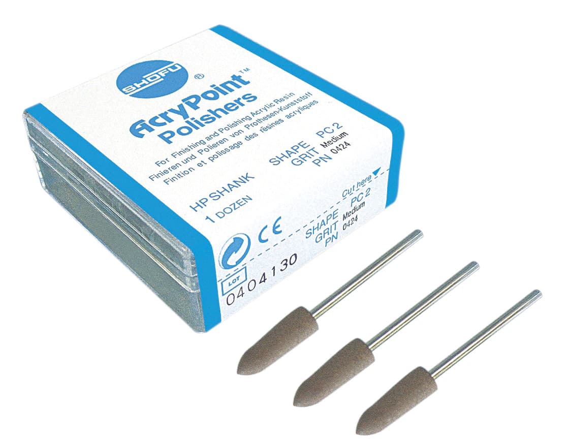Shofu AcryPoint Lab Polisher, HP, Bullet Shape #BP1, 10 mm, Coarse (Dark Grey), 6/Pk, 0426 thumbnail 3