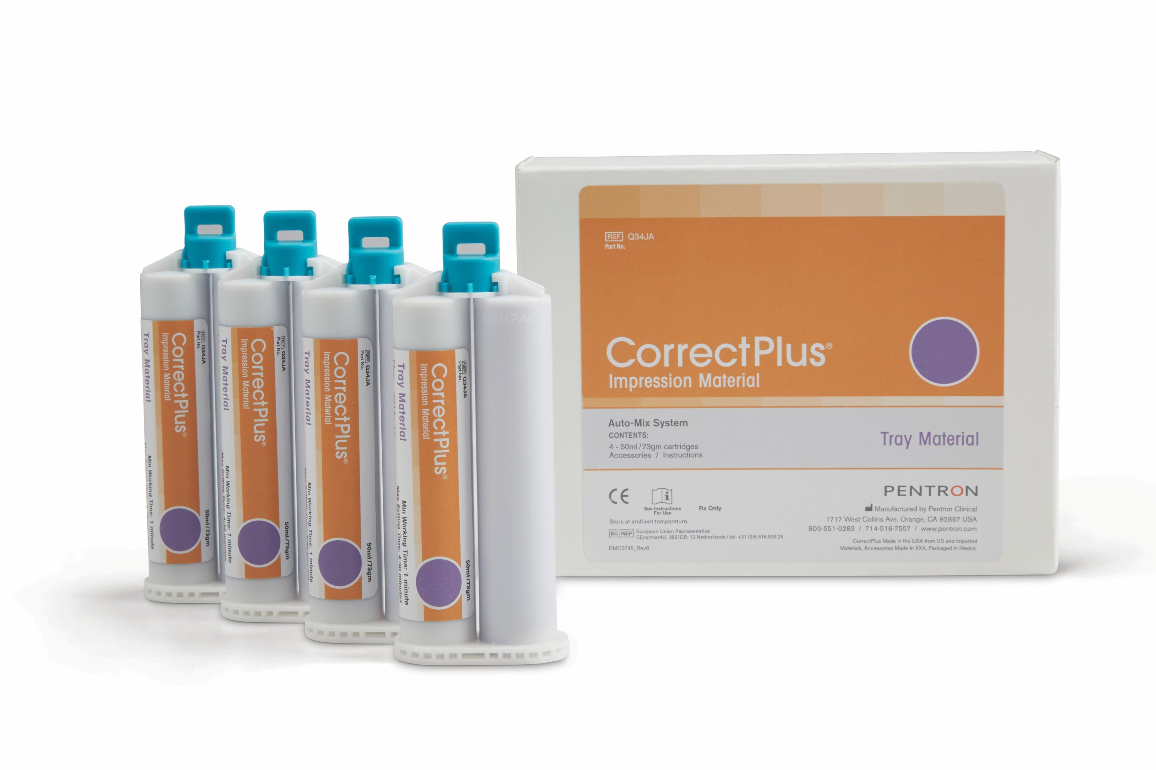 Correct Plus Hydrophilic Vinyl Polysiloxane Impression Material, Berry Tray, Regular Set, 50 ml Cartridges, 32/Pkg, Q34JAC thumbnail 2