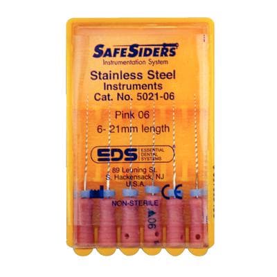 SafeSiders Endodontic Hand Reamers, 21 mm, 0.02 Taper, Size #06, Pink, 6/Pkg, 5021-06 thumbnail 5