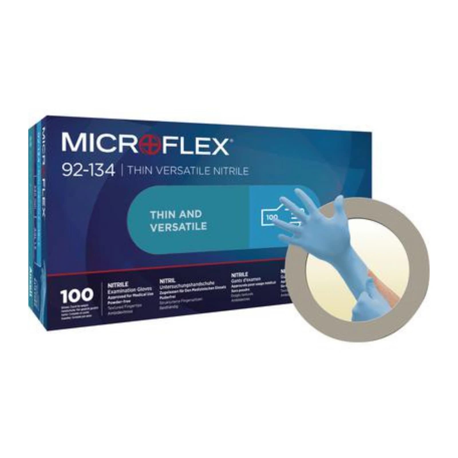 Ansell Microflex 92-134 Nitrile Exam Gloves, Powder Free, Non-Sterile, X-Small (5.5-6), Blue, Textured Fingertips, 100/Box, 92134060 thumbnail 6