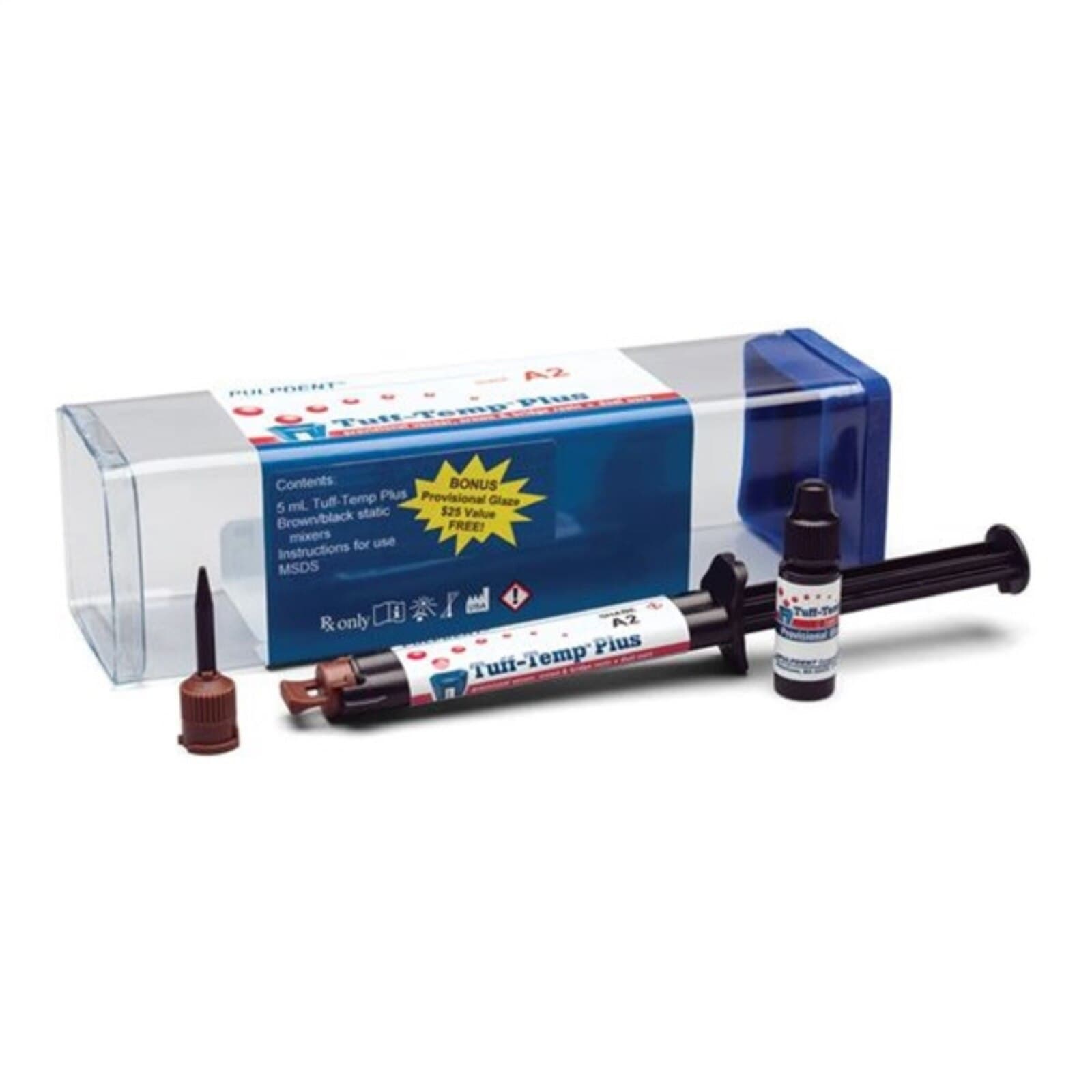Tuff-Temp Plus Automix Syringe Kit, Shade A3, 5 mL Syringe with 8 Tips and 3 mL Glaze, TTP5A3 thumbnail 2
