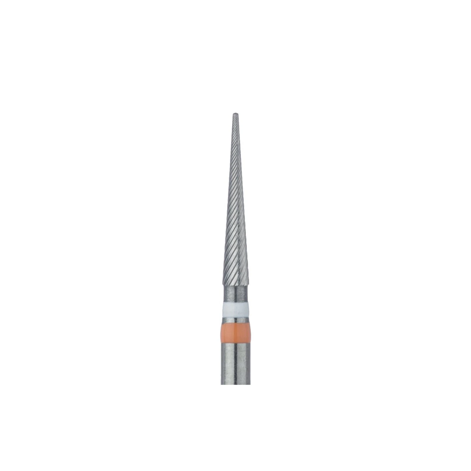 Meisinger Tungsten Carbide Twist Trimming & Finishing Bur, FG, Pointed Taper ET9, 1.4 mm, Ultra Fine (30 Flutes), White/Orange, 5/Pk, D0135U-014-FG thumbnail 3