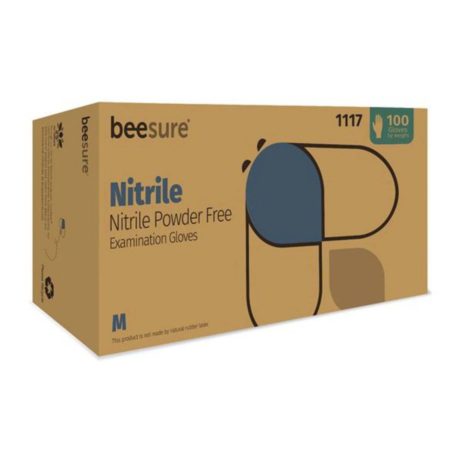 BeeSure Powder-Free Nitrile Exam Gloves, Large, Light Blue, 100/Box thumbnail 2