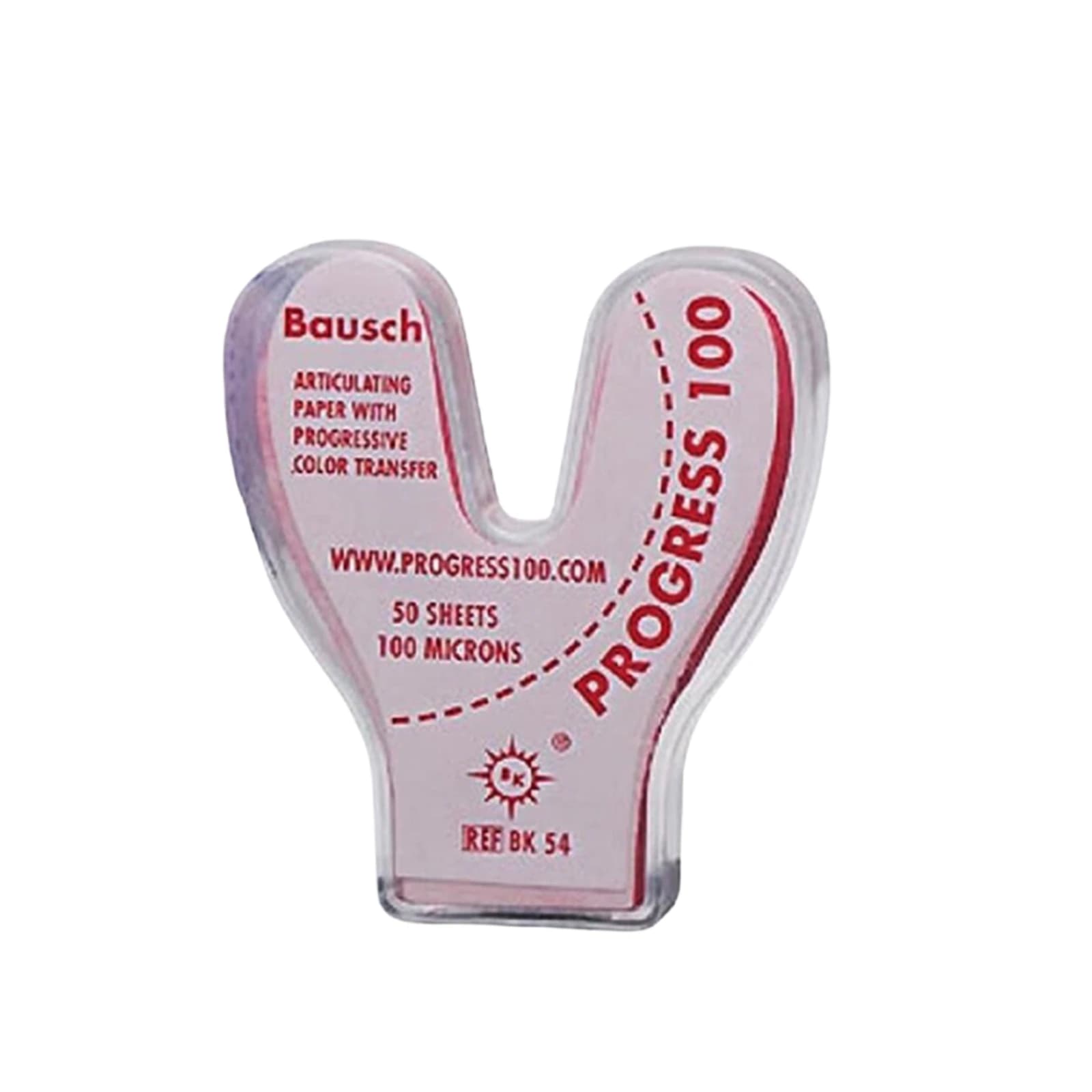 Bausch Progress 100 Articulating Paper, Horseshoe Shape, Red, 100 Microns, 50 Sheets in Plastic Dispenser thumbnail 2