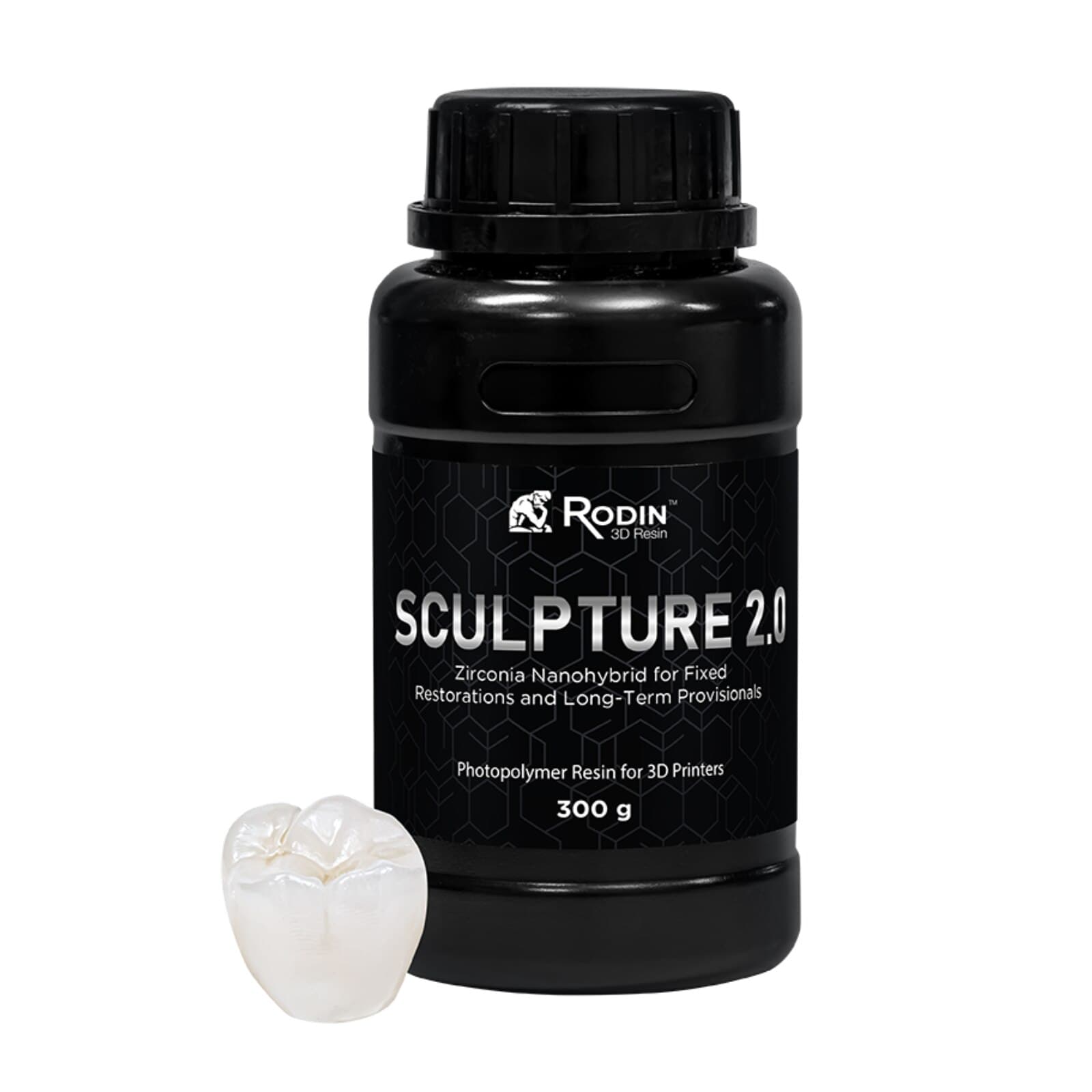 Rodin Titan Ceramic Nanohybrid 3D Print Resin, Shade 0M1, 300g Bottle, 24005 thumbnail 2