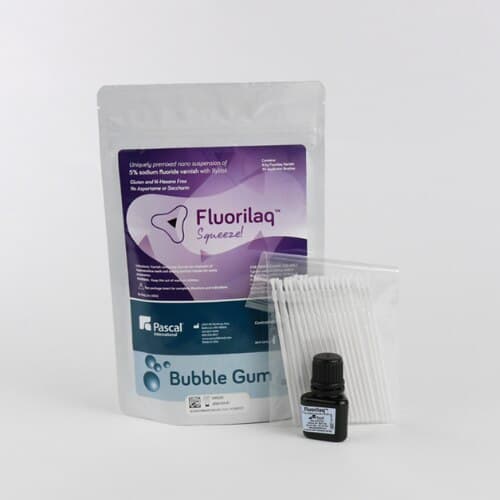 Fluorilaq™ Squeeze 5% Sodium Fluoride Varnish, Bubblegum, 9.5 mL Bottle with 30 Brushes, 10-420 thumbnail 3