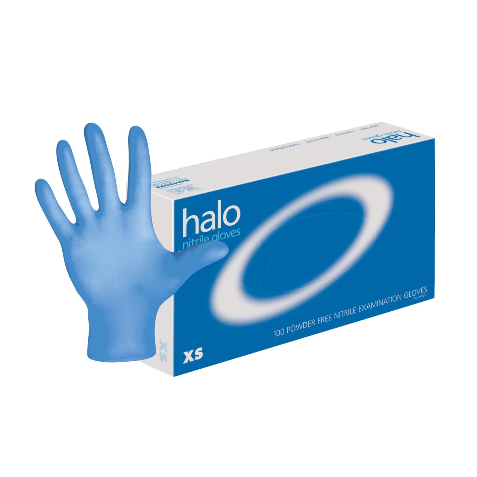Halo Nitrile Exam Gloves, Powder-Free, Textured, X-Large, Blue, 100/Box, HAL100XL thumbnail 9