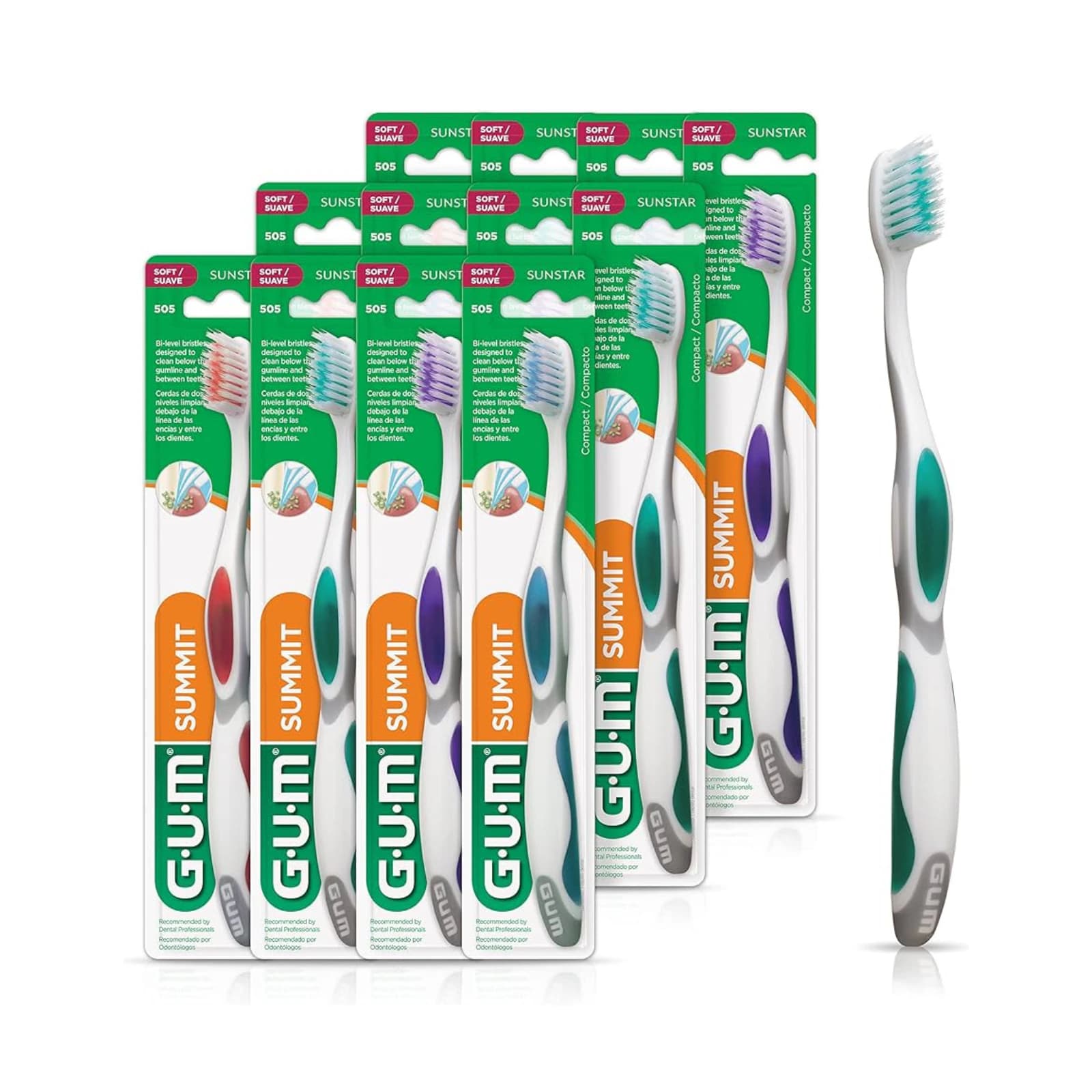 GUM Summit+ Compact Soft Toothbrush, Imprinted, 12/Pack thumbnail 2