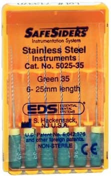 SafeSiders Endodontic Hand Reamers, #35, 25mm, 0.02 Taper, Stainless Steel, Green, 6/Pack, 5025-35 thumbnail 5