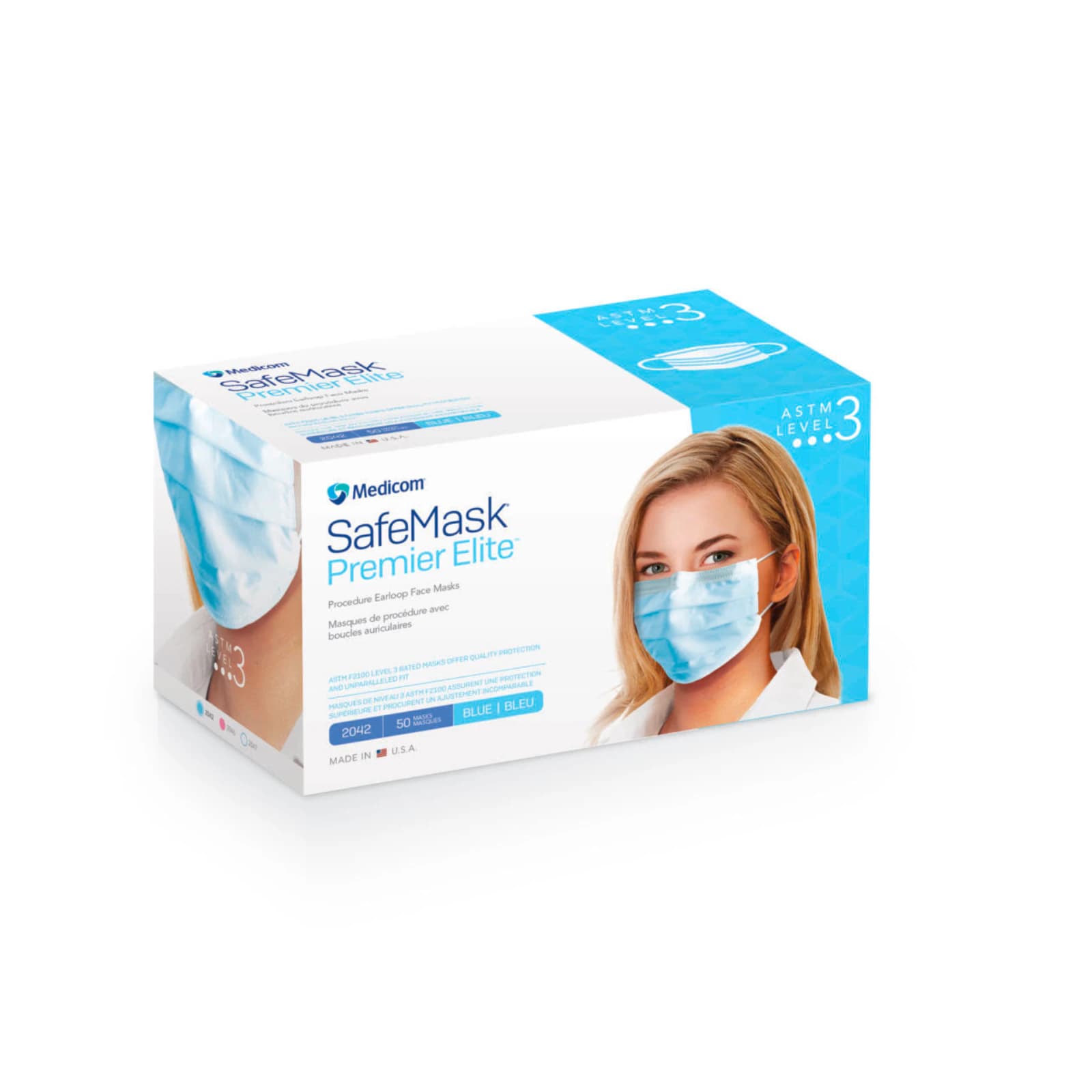 SafeMask Premier Elite Procedure Face Mask, ASTM Level 3, Blue, Ear Loop, 50/Box, 2042 thumbnail 16