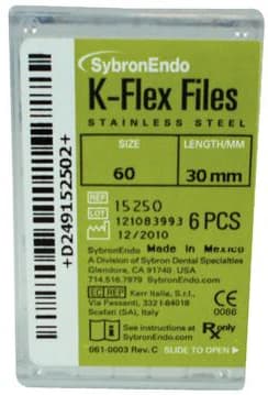 Kerr K-Flex Endodontic Files, #60 (Blue), 30mm, Stainless Steel, 6/Box, 15250 thumbnail 3