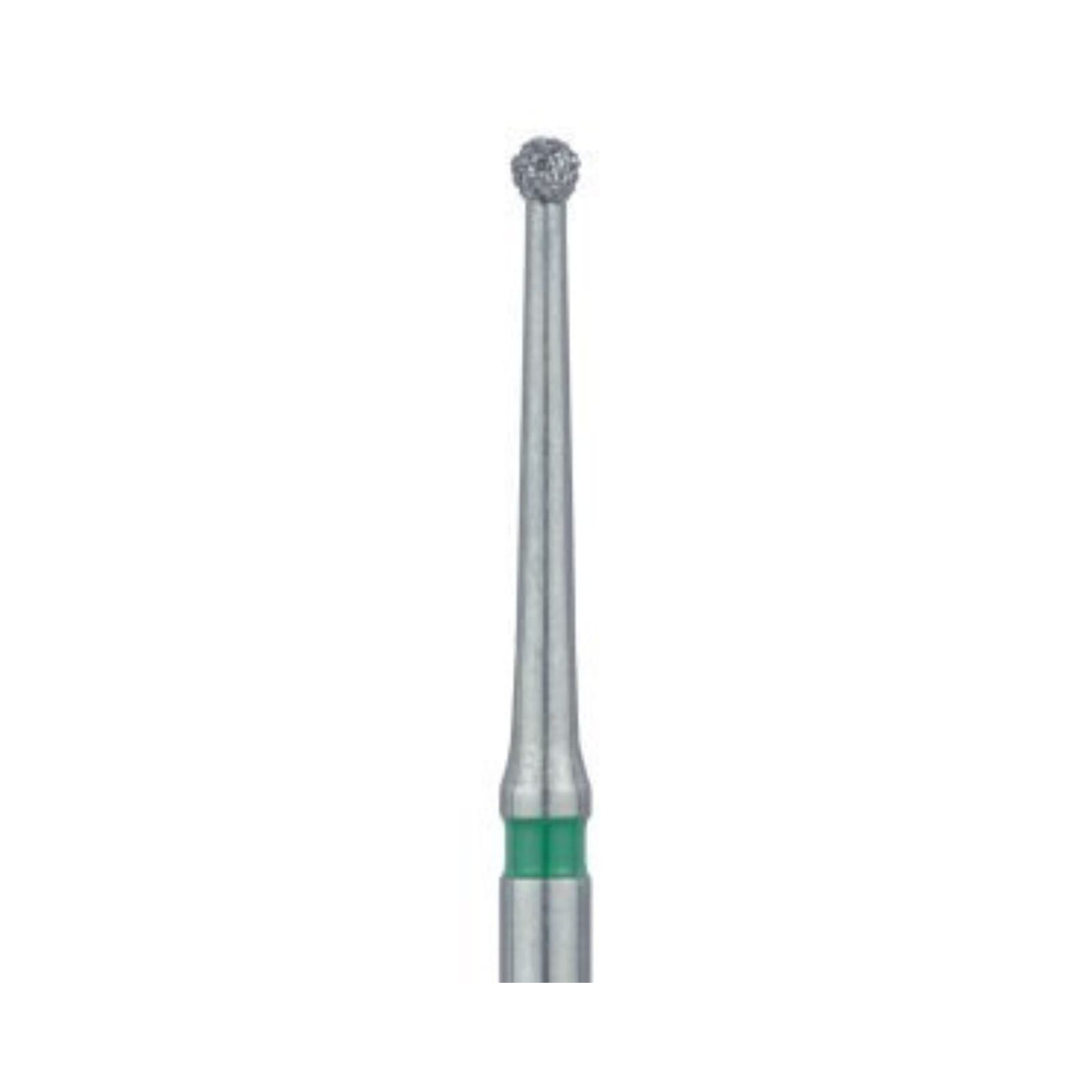 Meisinger 801LG-010-FG Coarse Diamond Bur, Long Round, Friction Grip, 1.0 mm, Green Ring, 5/Pack thumbnail 3