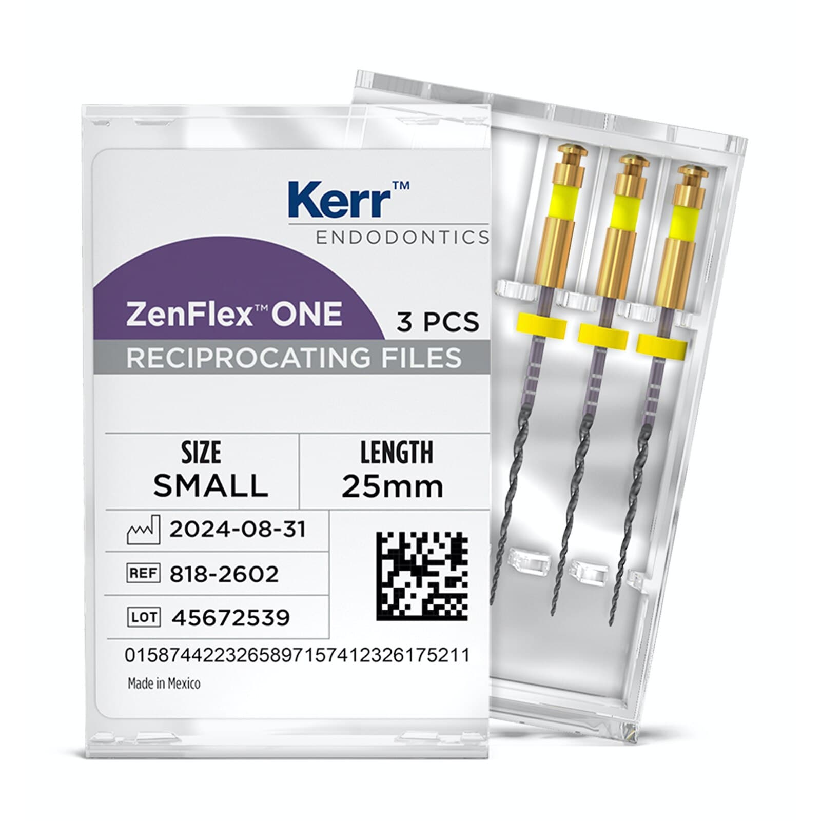 ZenFlex ONE Reciprocating NiTi File, Small, Yellow, .20/.06, 25mm, 3/Pk, 818-2602 thumbnail 8