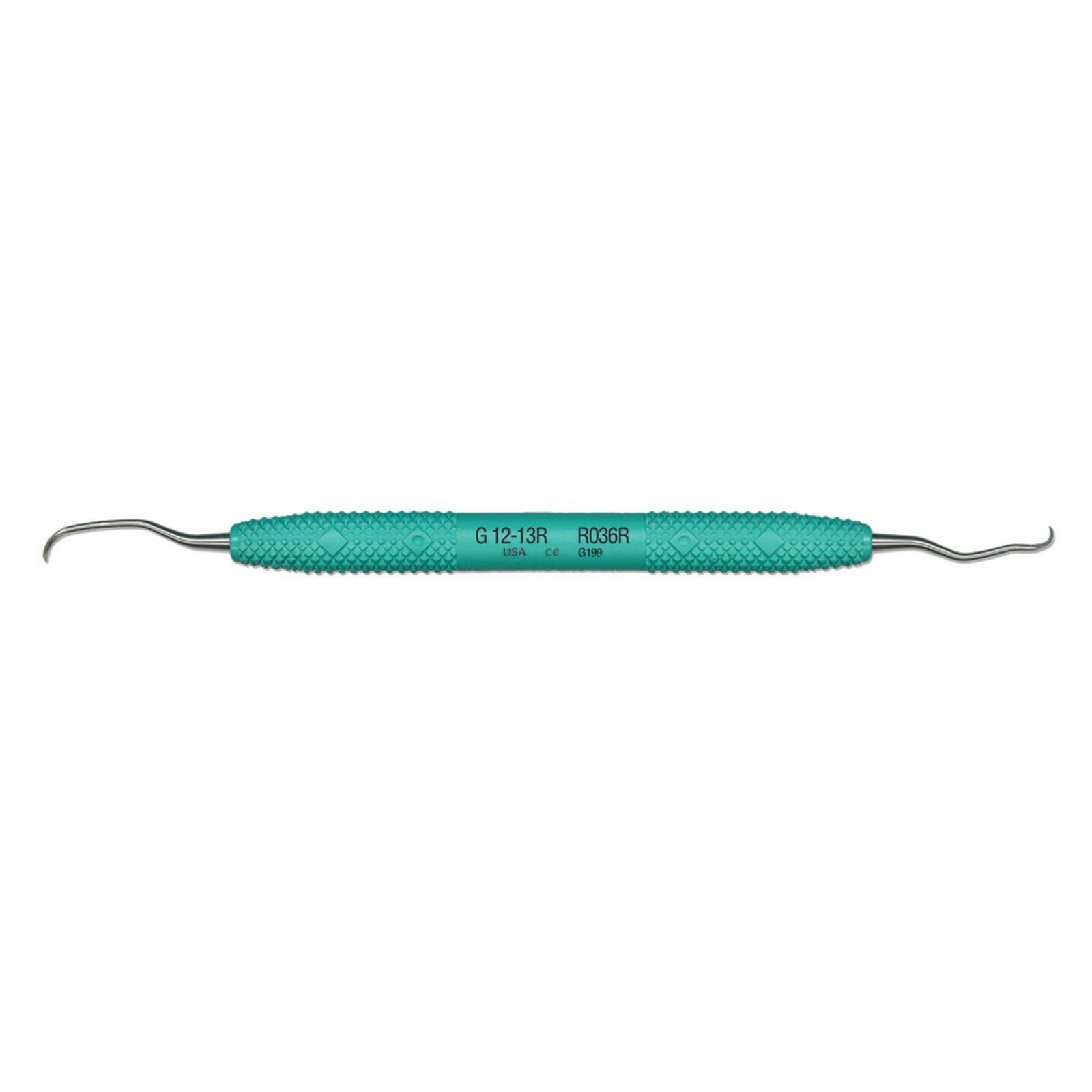 PDT Amazing Gracey 12/13 Rigid Gracey Curette, Double End, Green Resin Handle, R036R thumbnail 2