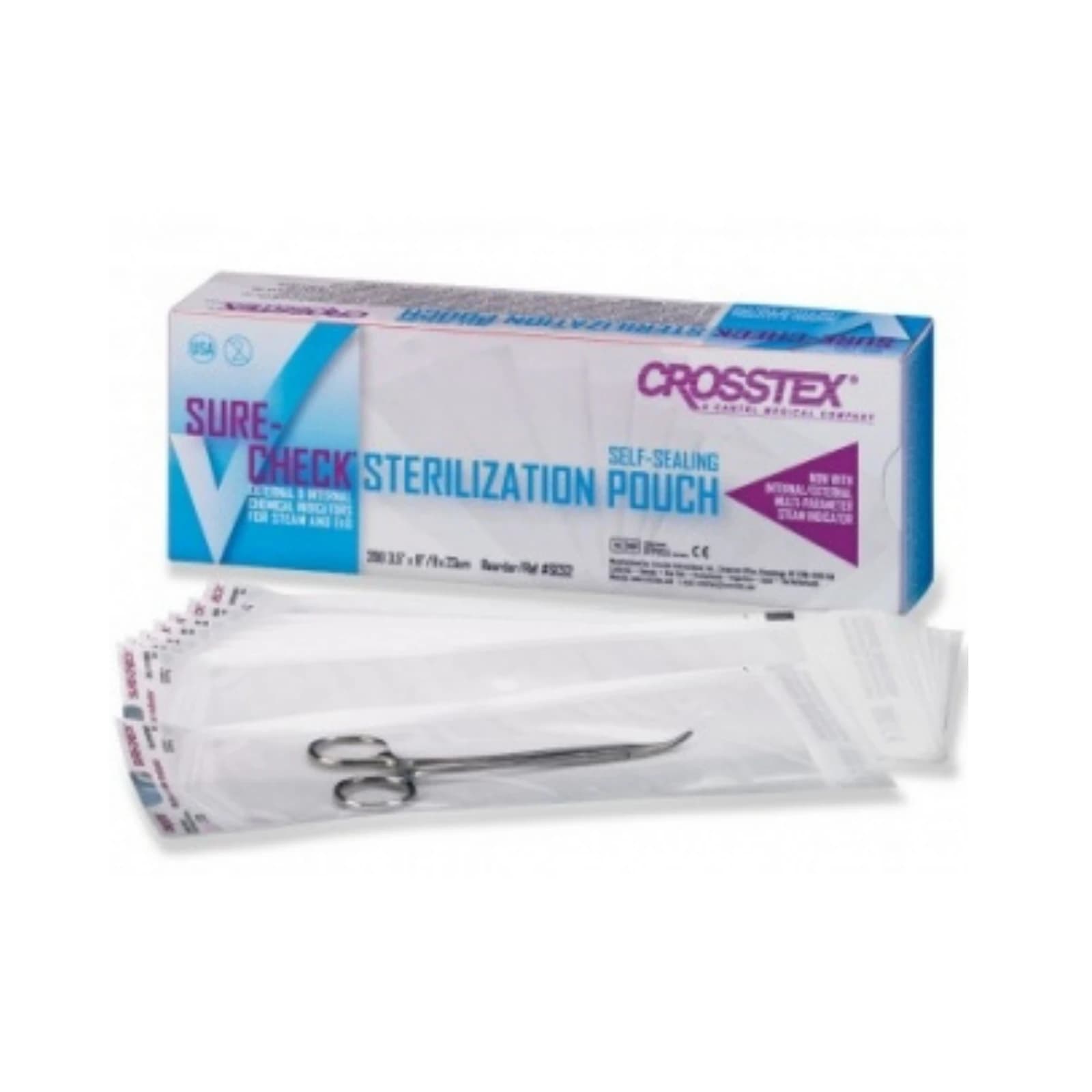 Crosstex Sure-Check Sterilization Pouches, 3.5" x 9", Self-Sealing, Steam & EtO, 500/Box, SCS25 thumbnail 9