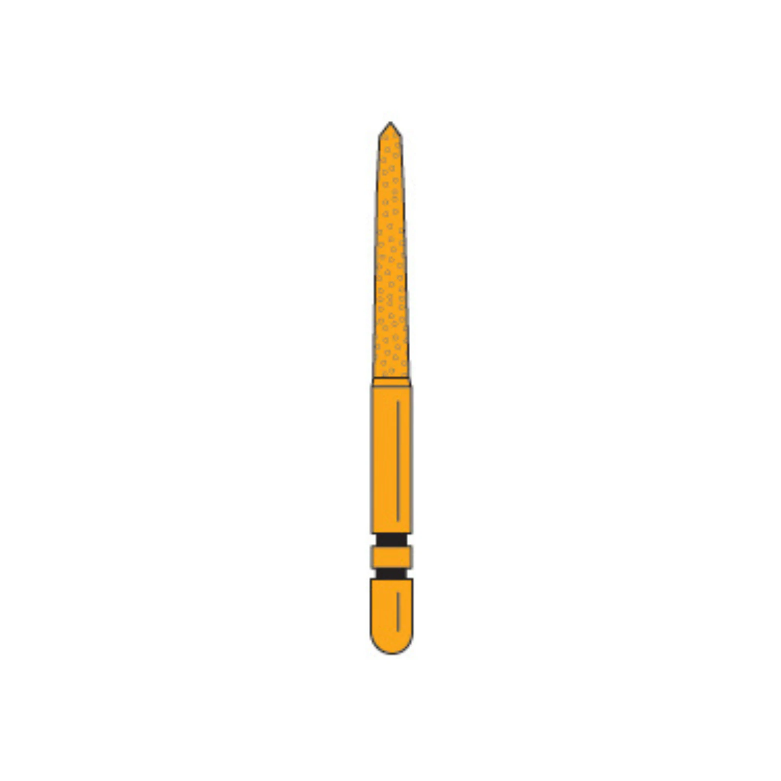 Two Striper Gold-Plated Curettage (GCP) Diamond Bur, FG, Medium, Cone Beveled End, 253.SC, 1.8 mm Major/0.4 mm Minor Diameter, 10 mm Length, Blue Ring, 5/Pk, 2015613 thumbnail 3