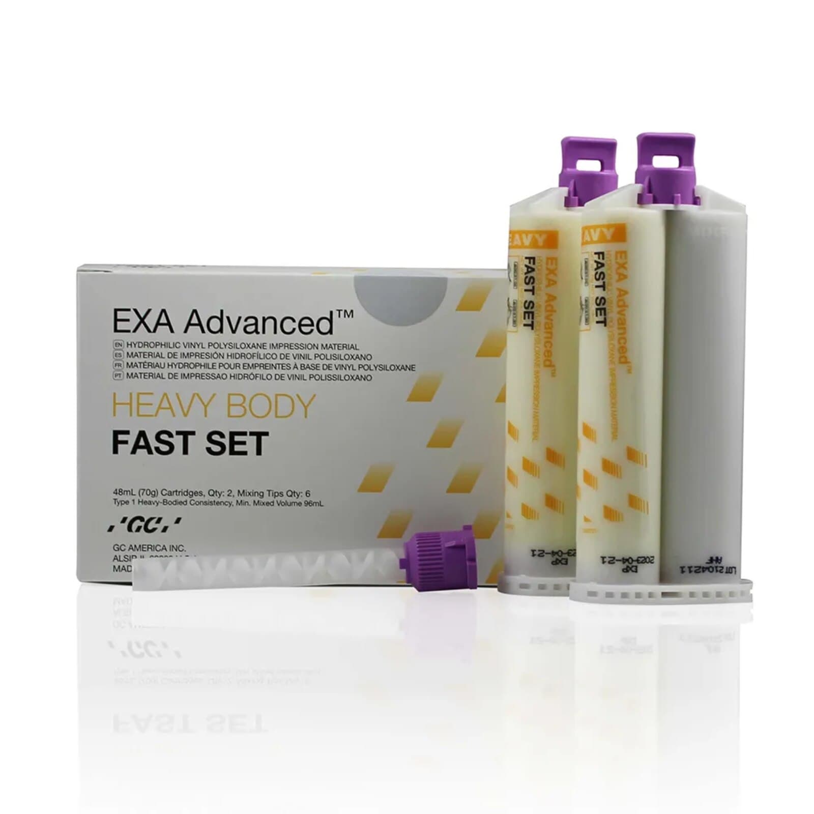 GC America EXA Advanced VPS Impression Material, Heavy Body, Fast Set, 48 mL Cartridges, 32/Pkg, 139120 thumbnail 2