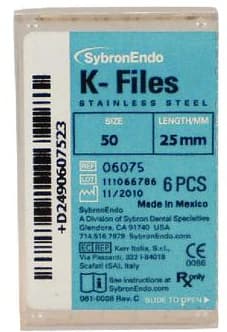 SybronEndo K-Files Stainless Steel 25mm #50 (Yellow), 6/Bx, 06075 thumbnail 13