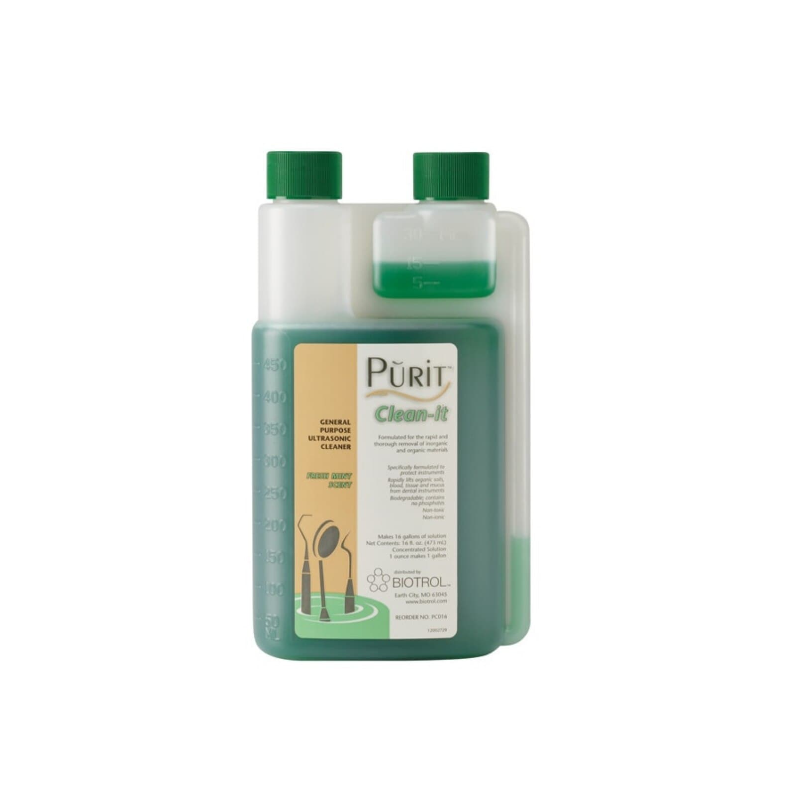 Purit™ Clean-it General Purpose Ultrasonic Cleaner Solution, 16 oz Bottle, Mint, Biodegradable thumbnail 3