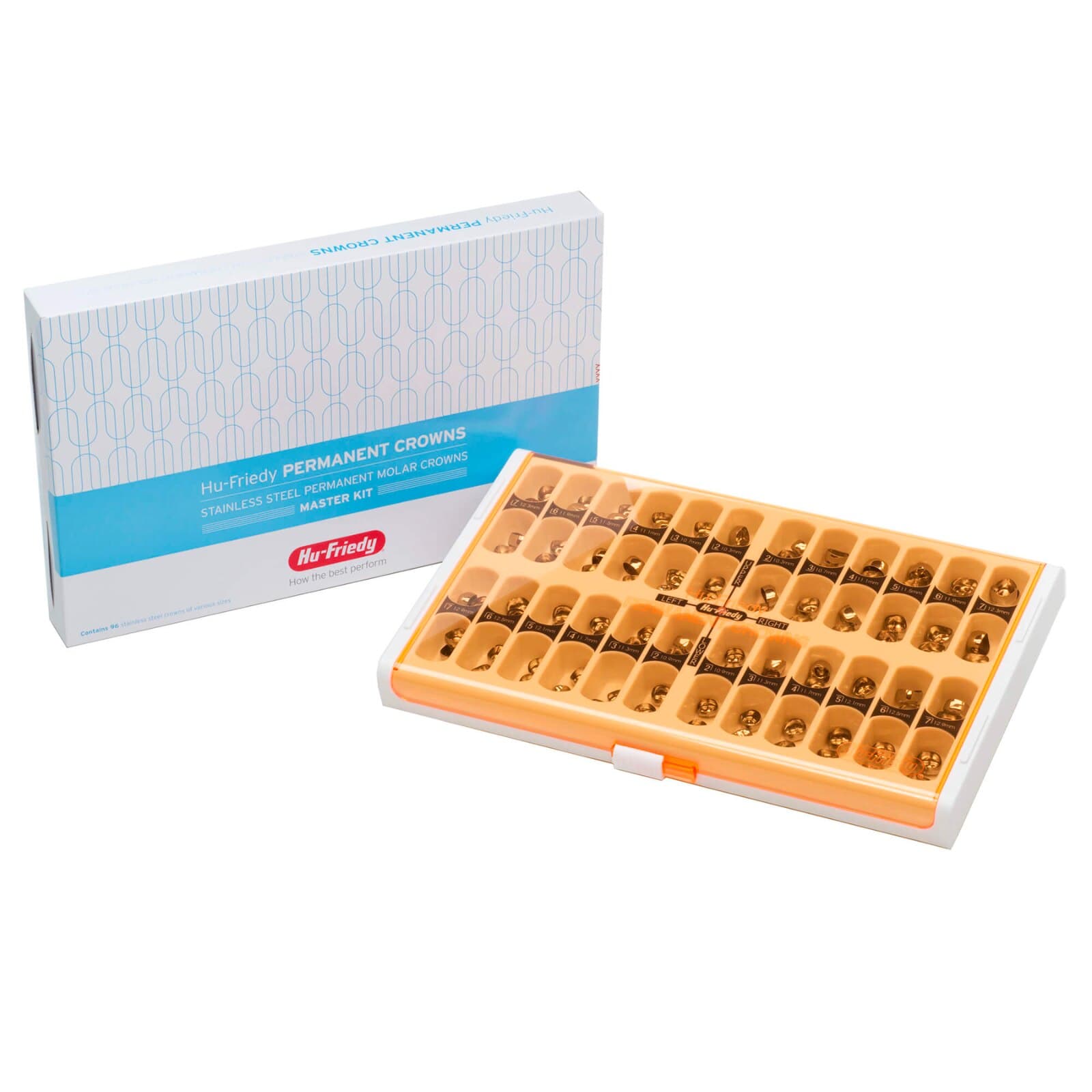 Hu-Friedy Permanent Molar Stainless Steel Crown Master Kit, 96 Crowns (4 Each Size, Upper/Lower Left/Right #2-#7) thumbnail 2