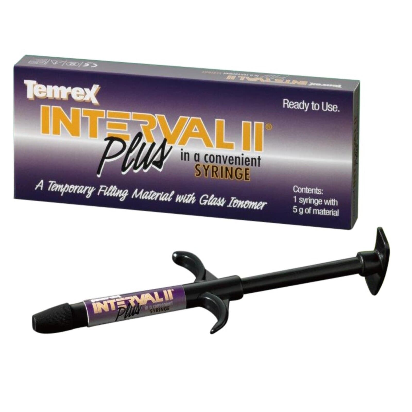 Temrex Interval II Plus Temporary Filling Material Syringe, 5g, Refill, 7560 thumbnail 6