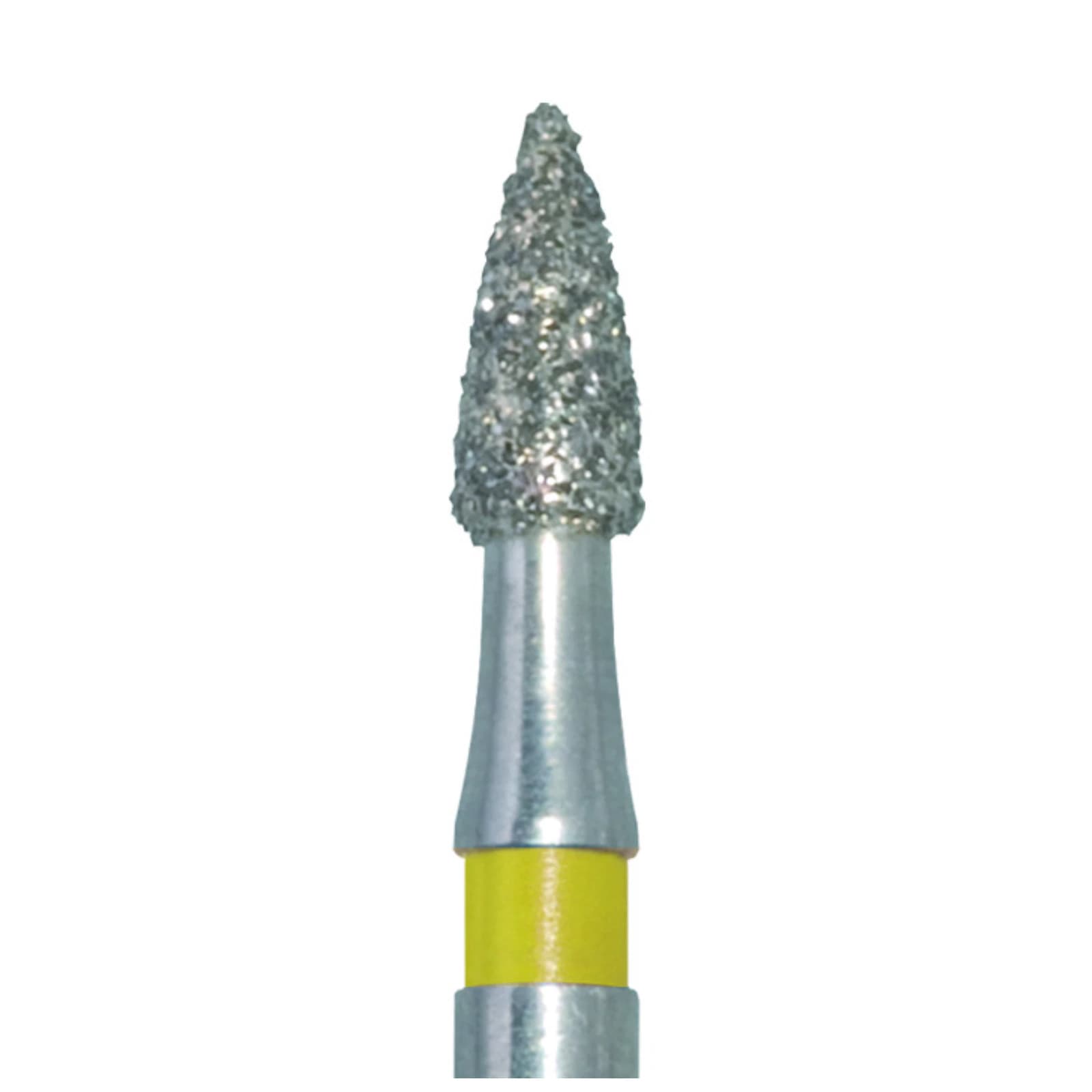 Meisinger 895C-016-FG Diamond Bur, Extra Fine (Yellow), Flame/Cone, Friction Grip, 1.6 mm Head Diameter, 5.5 mm Head Length, 5/Pkg thumbnail 3