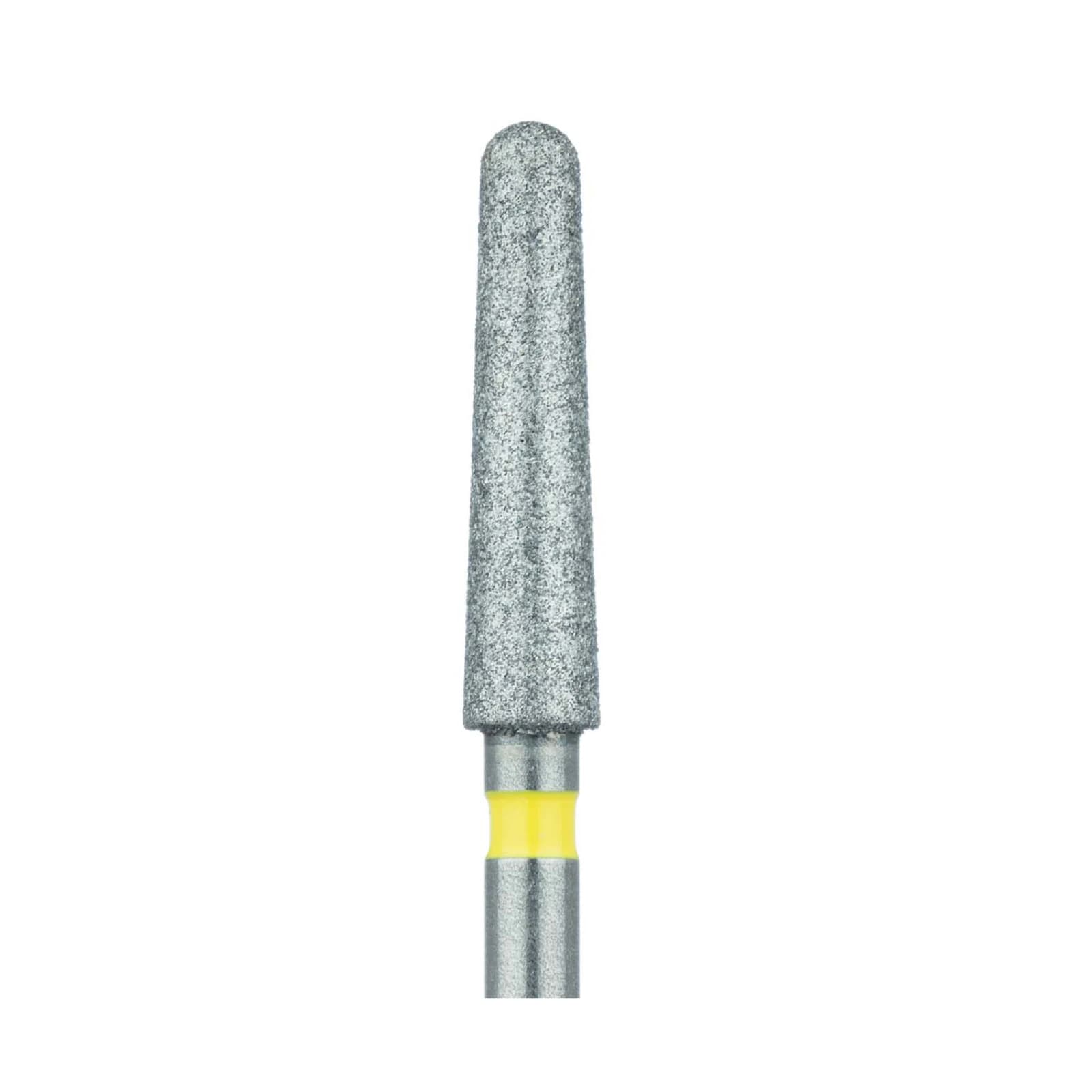 Meisinger 852Z2-024-FG Zirconia Diamond Bur, Round End Taper, Extra Fine Grit (Yellow), 2.4 mm Head Diameter, 10 mm Head Length, Friction Grip, 5/Pack thumbnail 3