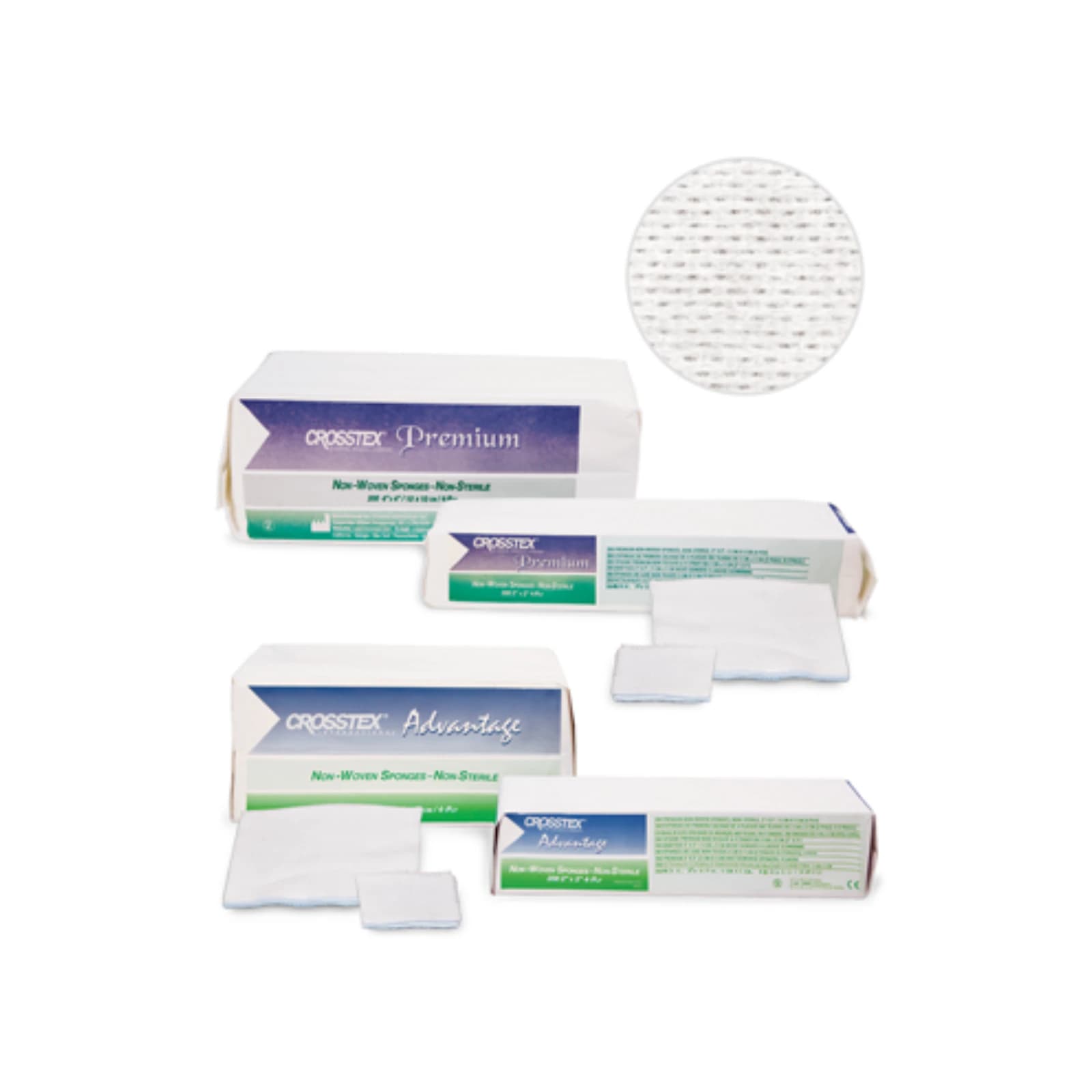 Crosstex Premium Non-Woven Gauze Sponges, 2" x 2", 4-Ply, Non-Sterile, 50 g, 4000/Case, ENCNW4K thumbnail 2