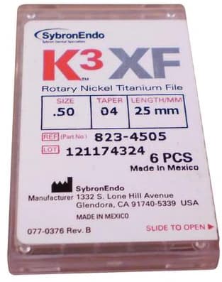 K3XF NiTi Rotary File, .04 Taper, Size #50, 25 mm, Yellow, 6/Pk, 823-4505 thumbnail 4