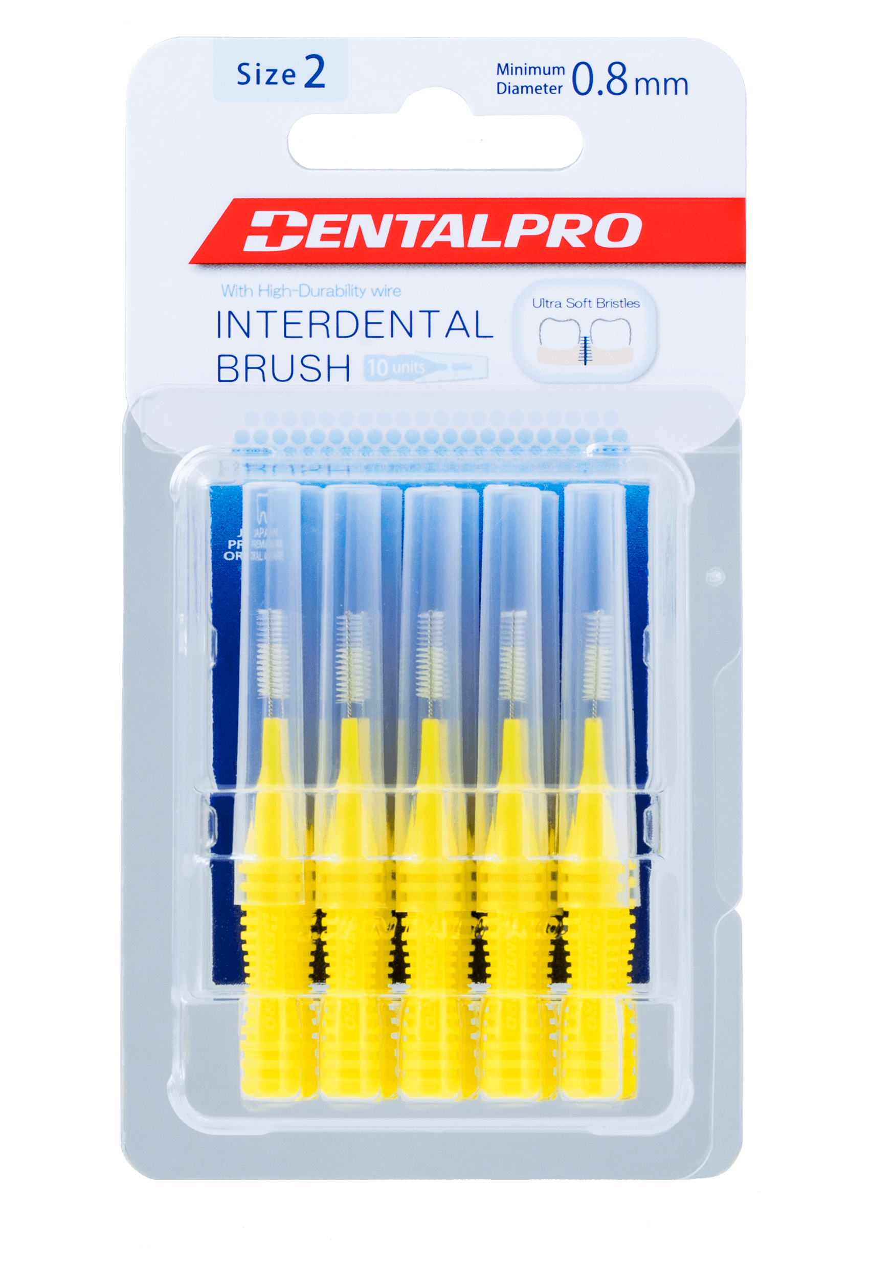 3D Dental Interdental Brush I-Shaped, Size 2 (0.8mm), Yellow, 10/Pk - Interdental Brush I-Shaped Size 2 Yellow 10/Pk - Image 1
