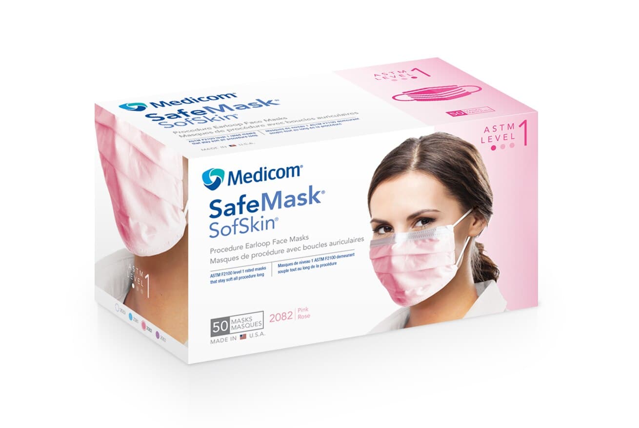 SafeMask SofSkin Procedure Earloop Face Masks, ASTM Level 1, Pink, 50/Box, 2082 thumbnail 11