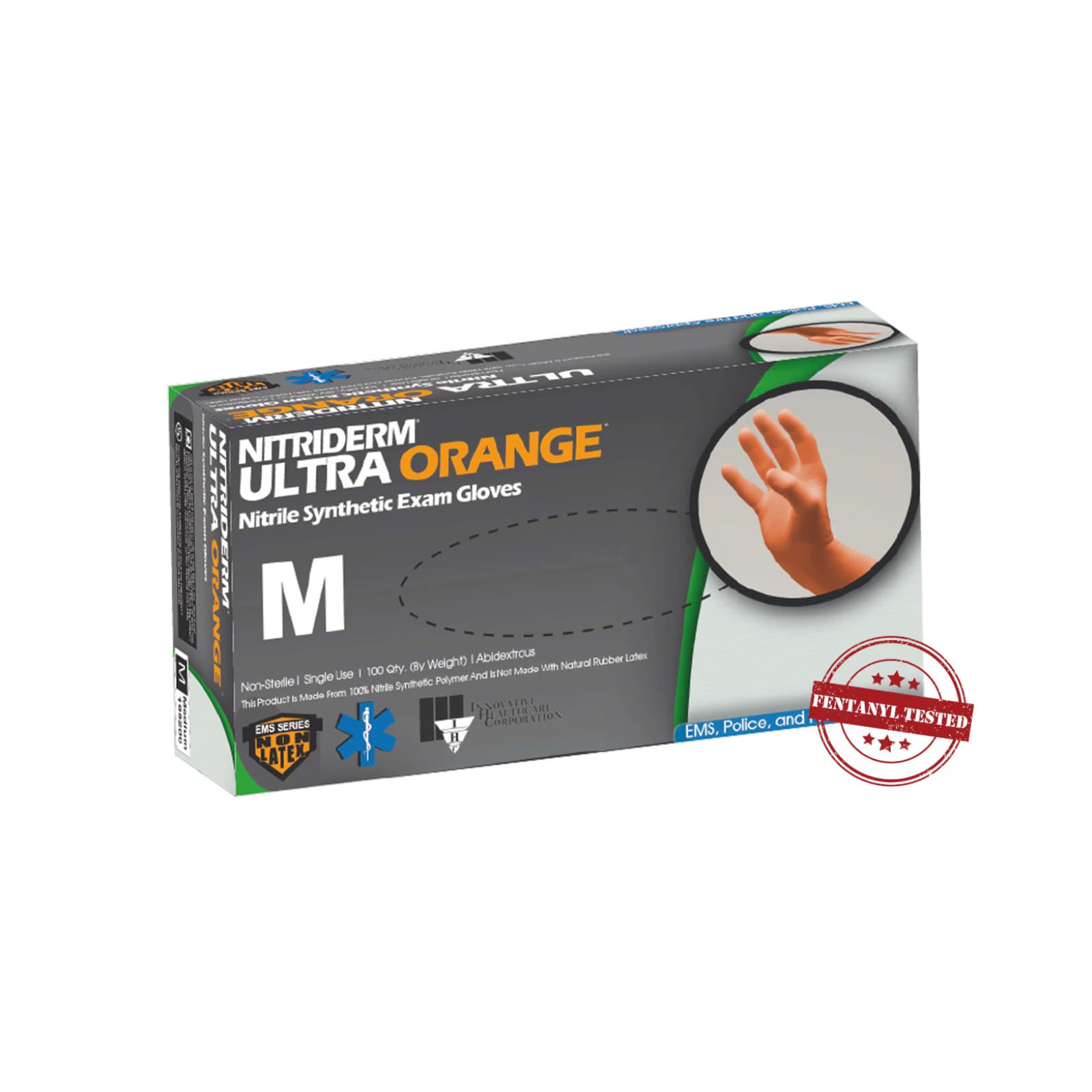 NitriDerm® Ultra Orange™ Nitrile Exam Gloves, Powder-Free, Non-Sterile, Textured, Small, Orange, 100/Box - NitriDerm® Ultra Orange™ Nitrile Exam Gloves Small Orange Box of 100 - Image 1