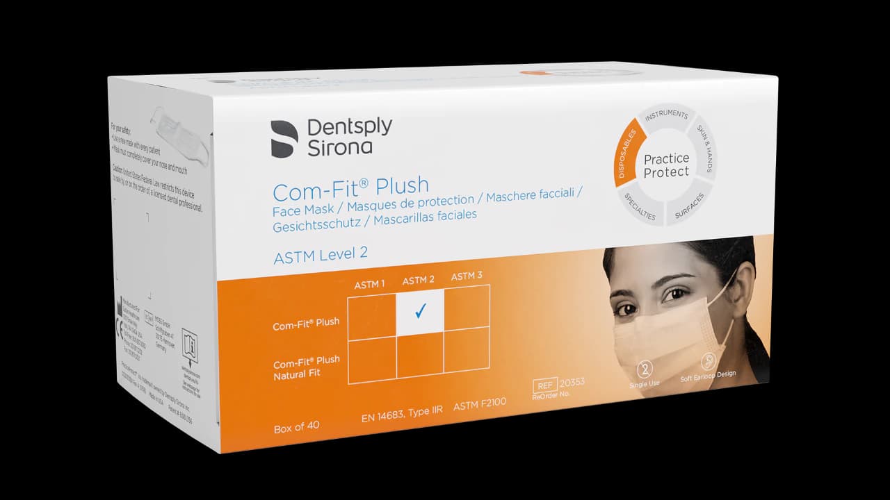 Sultan Com-Fit Plush Earloop Face Mask, ASTM Level 2, White, 40/Box, CFP-2, 20353 thumbnail 2