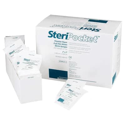 Richmond Dental SteriPocket Rayon/Poly Non-Woven Sponges, Sterile, 8-Ply, 2" x 2", 2/Pk, 200 Packs/Box, 303120 thumbnail 4