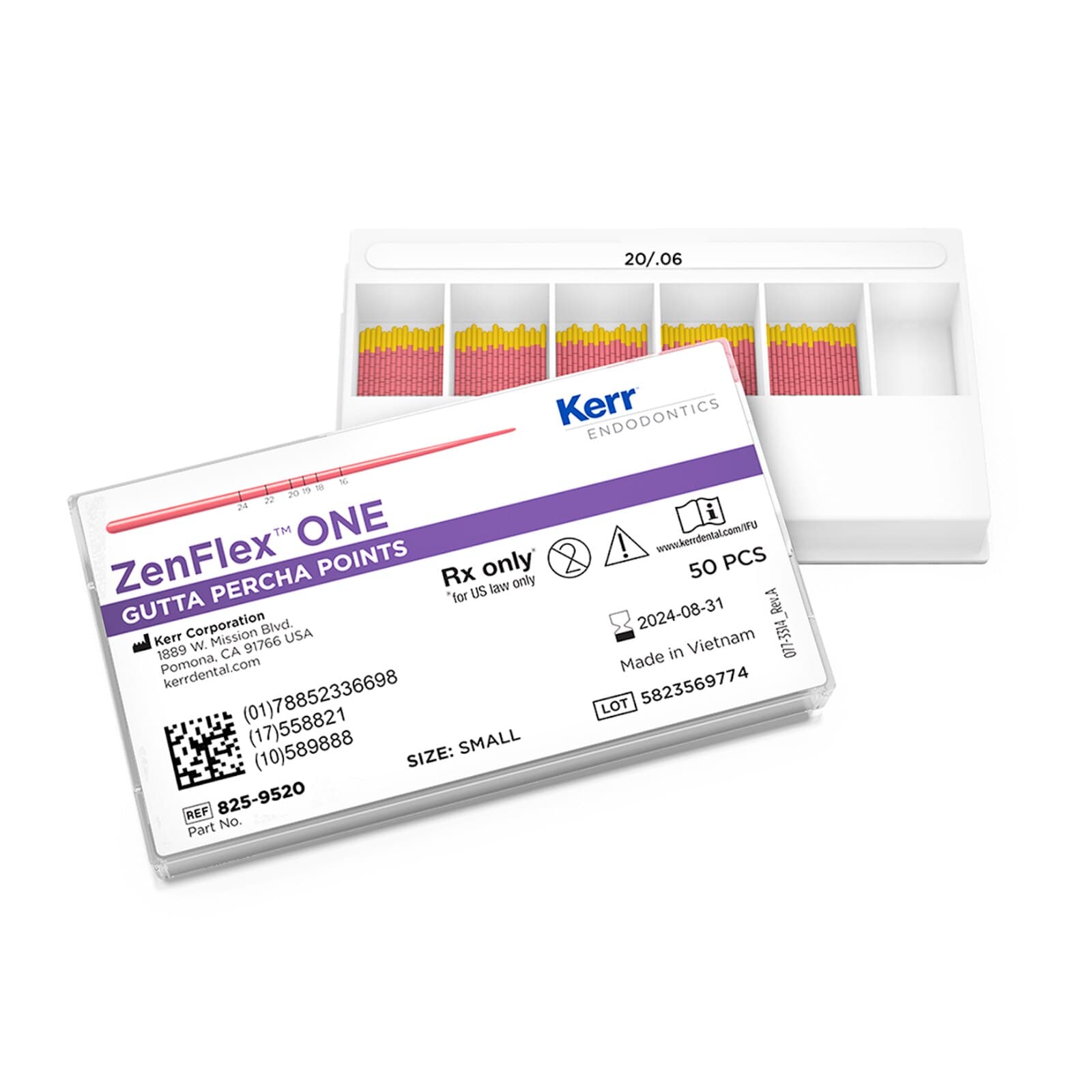 Kerr Dental ZenFlex ONE Gutta Percha Points, Small (20/.06), Yellow, 50/Pk, 825-9520 thumbnail 2