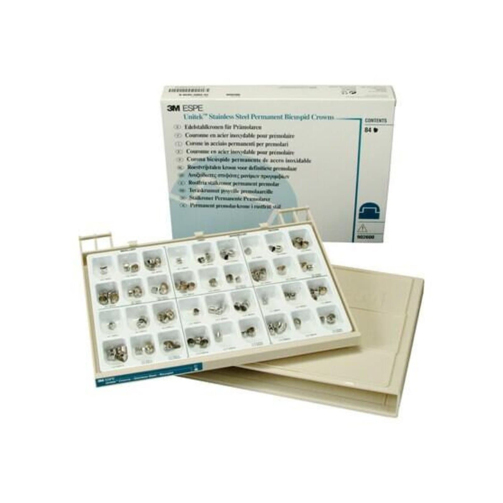 3M Unitek Stainless Steel Permanent Bicuspid Crown Assortment Set, 84/Pk, 902600 thumbnail 2