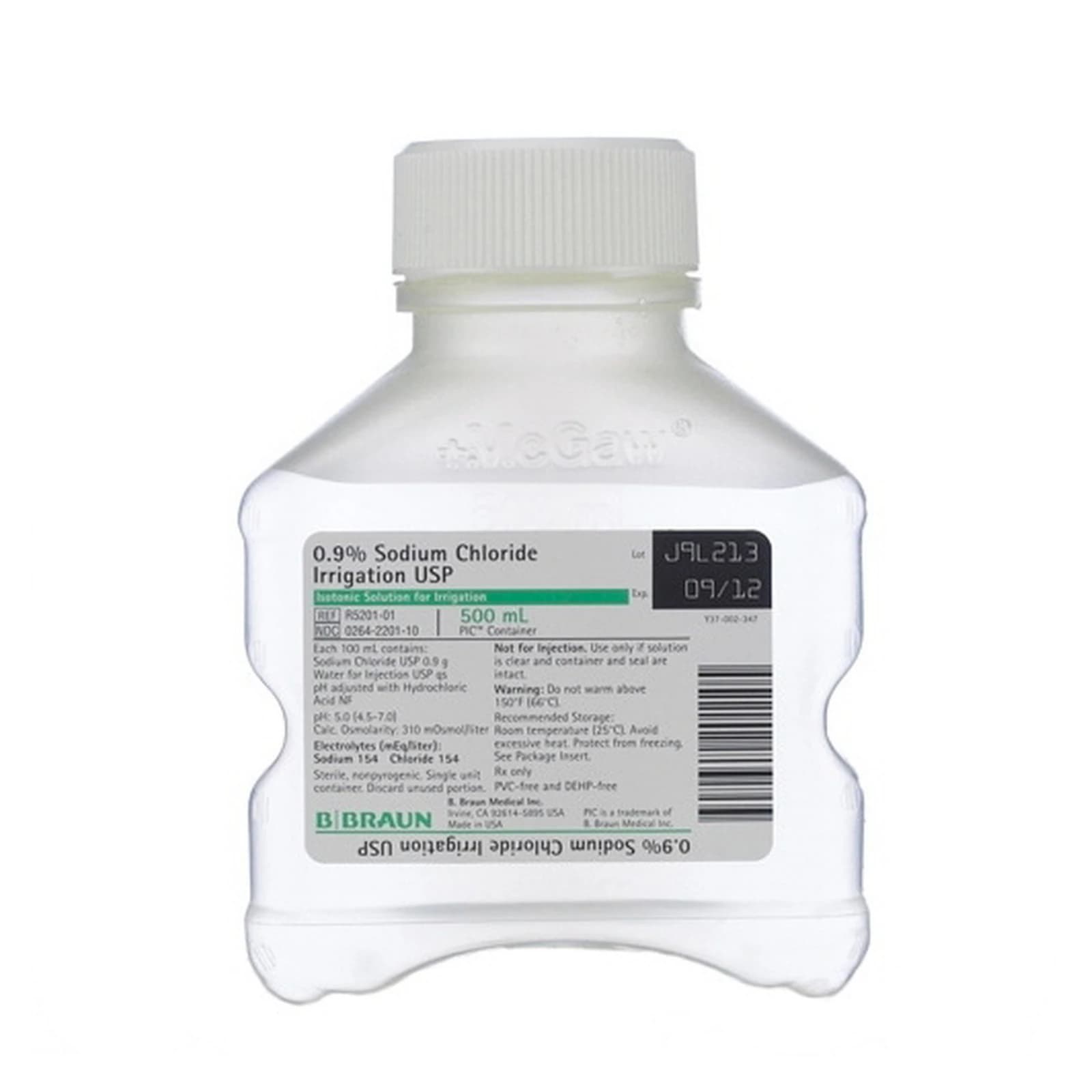 B. Braun 0.9% Sodium Chloride Irrigation, USP, 1000 mL, Sterile, Preservative-Free, PVC-Free/DEHP-Free PIC Bottle, Not for Injection, R5200-01, 1/Pk thumbnail 7