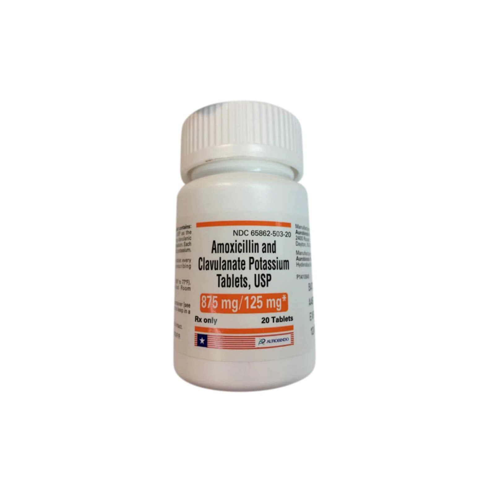 Amoxicillin/Clavulanate Potassium 875/125 mg Tablets, 20 Count Bottle - Amox/Clav/Pot 875/125 Tab 20/Bt - Image 1