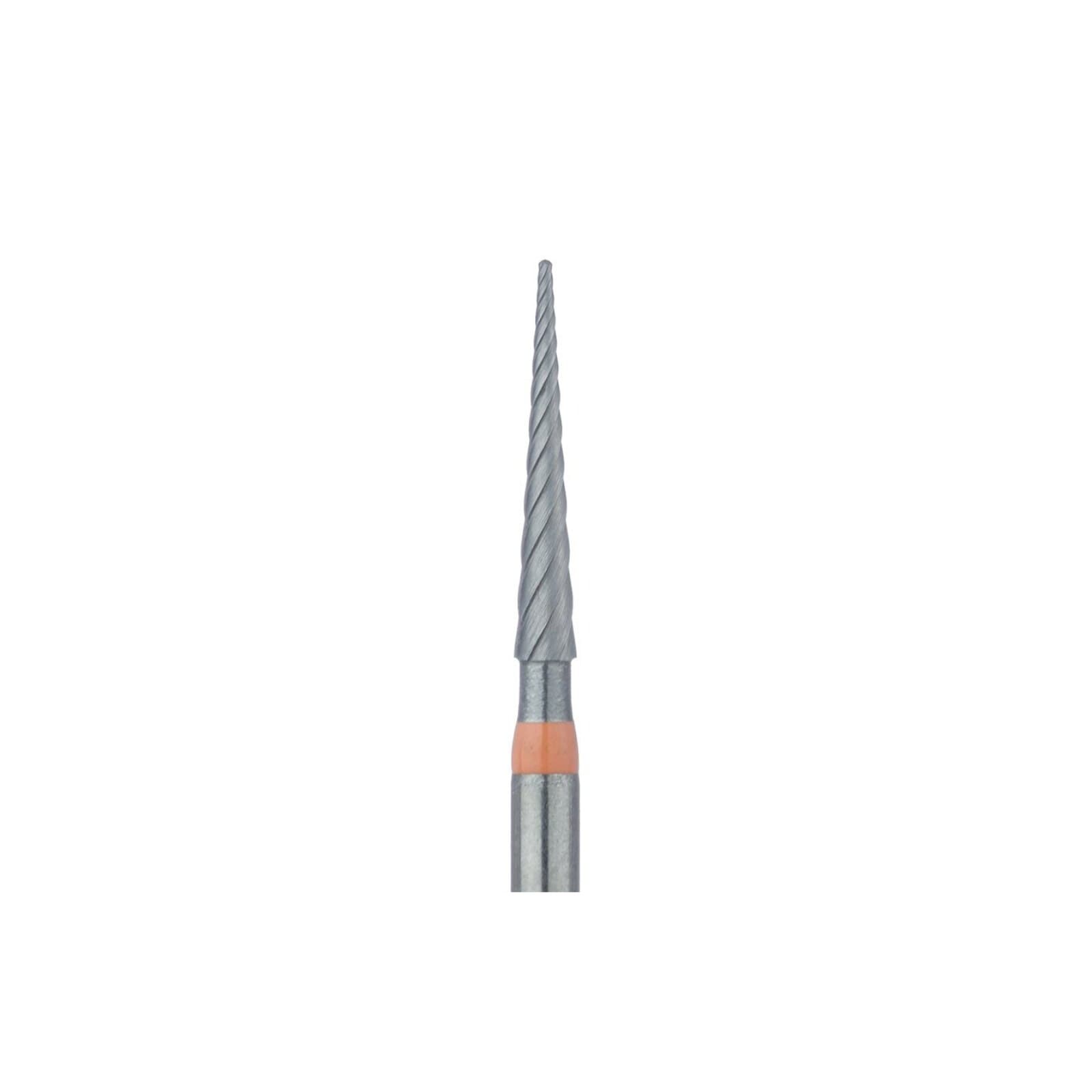 Meisinger Tungsten Carbide Twist Trimming & Finishing Bur, FG, Pointed Taper ET9, 1.4 mm, Fine (8-12 Flutes), Orange, 5/Pk, D0135-014-FG thumbnail 3