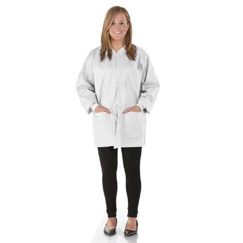 SafeWear Hipster Jacket, Small, White Frost, 45 g/m2 SMS, AAMI Level 2, 12/Pk, 8105-A thumbnail 9